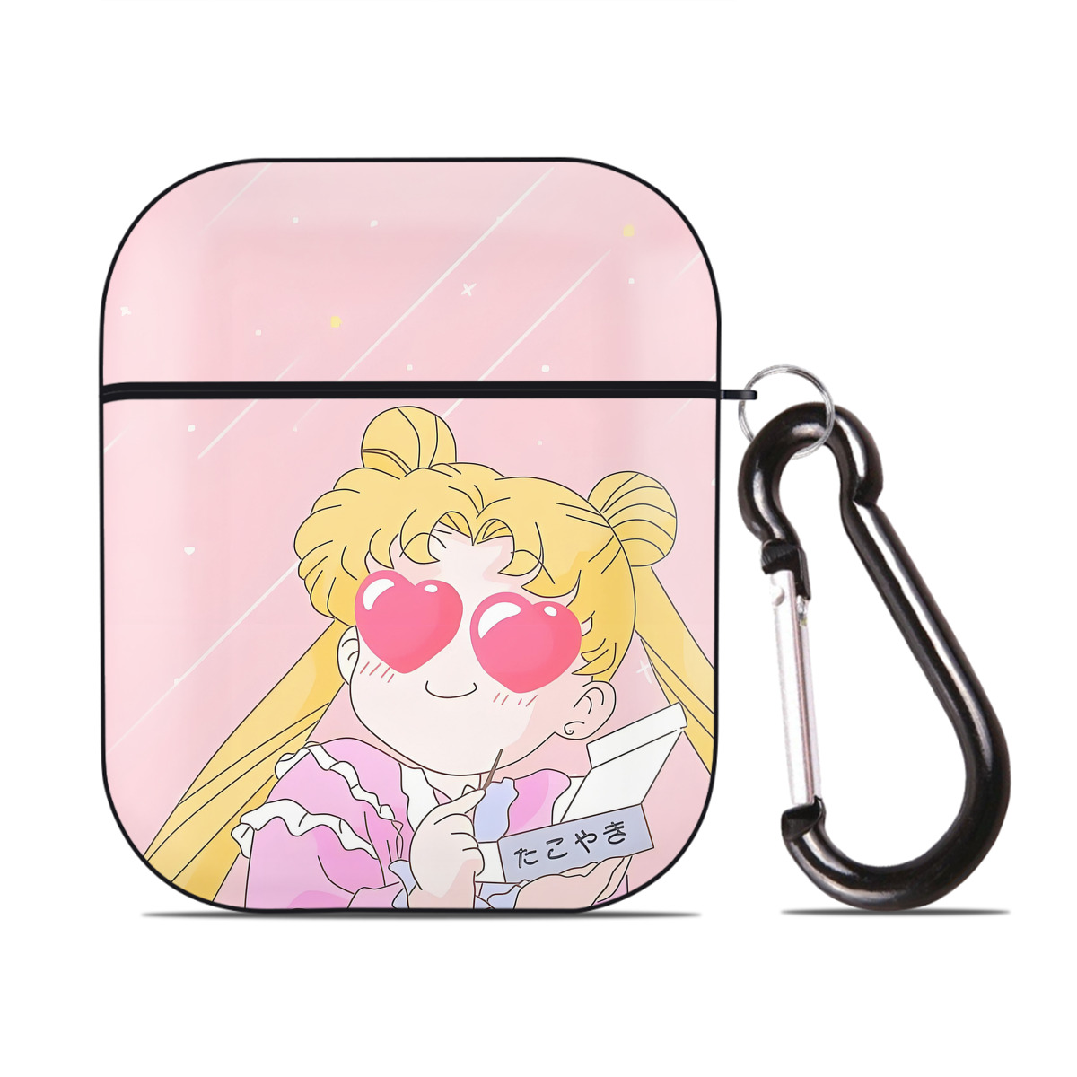 （画像用） 美少女戦士セーラームーン Sailor Moon AirPods 第2世代保護ケース ハードシェル ブラック 耐衝撃・防指紋・カラビナ付き