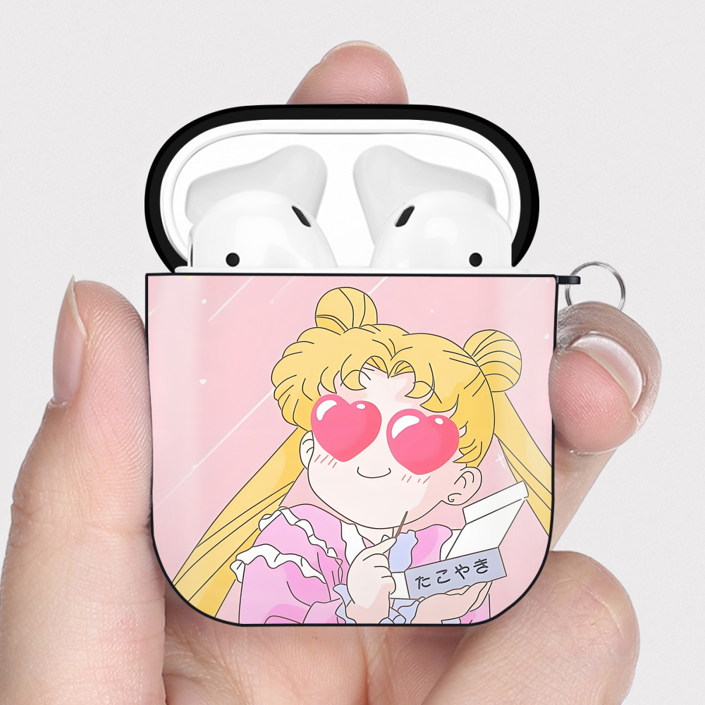 （画像用） 美少女戦士セーラームーン Sailor Moon AirPods 第2世代保護ケース ハードシェル ブラック 耐衝撃・防指紋・カラビナ付き