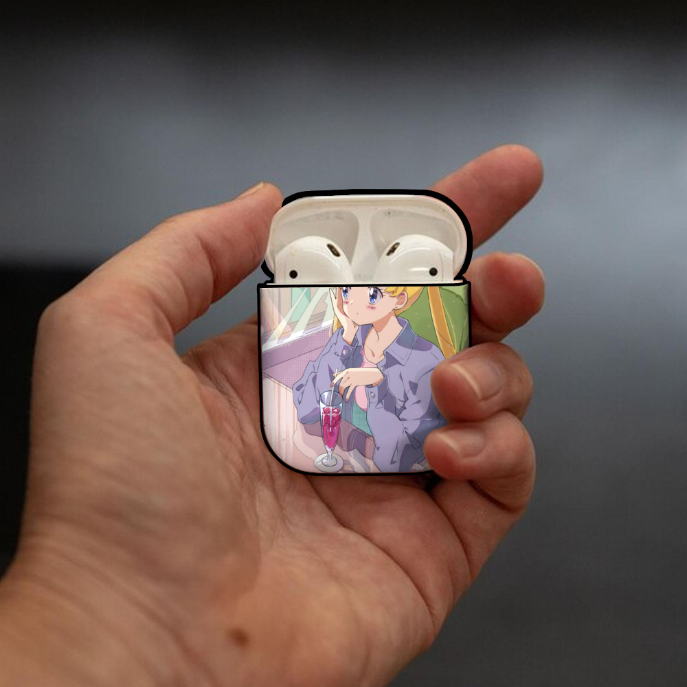 美少女戦士セーラームーン Sailor Moon AirPods 第2世代保護ケース ハードシェル ブラック 耐衝撃・防指紋・カラビナ付き