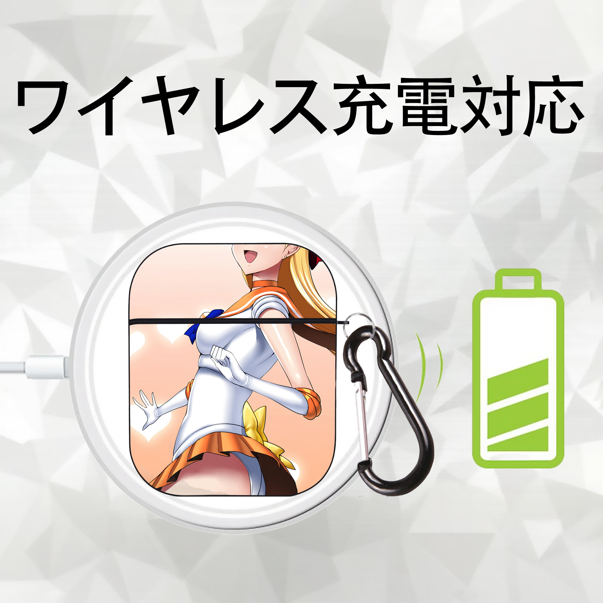 美少女戦士セーラームーン Sailor Moon AirPods 第2世代保護ケース ハードシェル ブラック 耐衝撃・防指紋・カラビナ付き