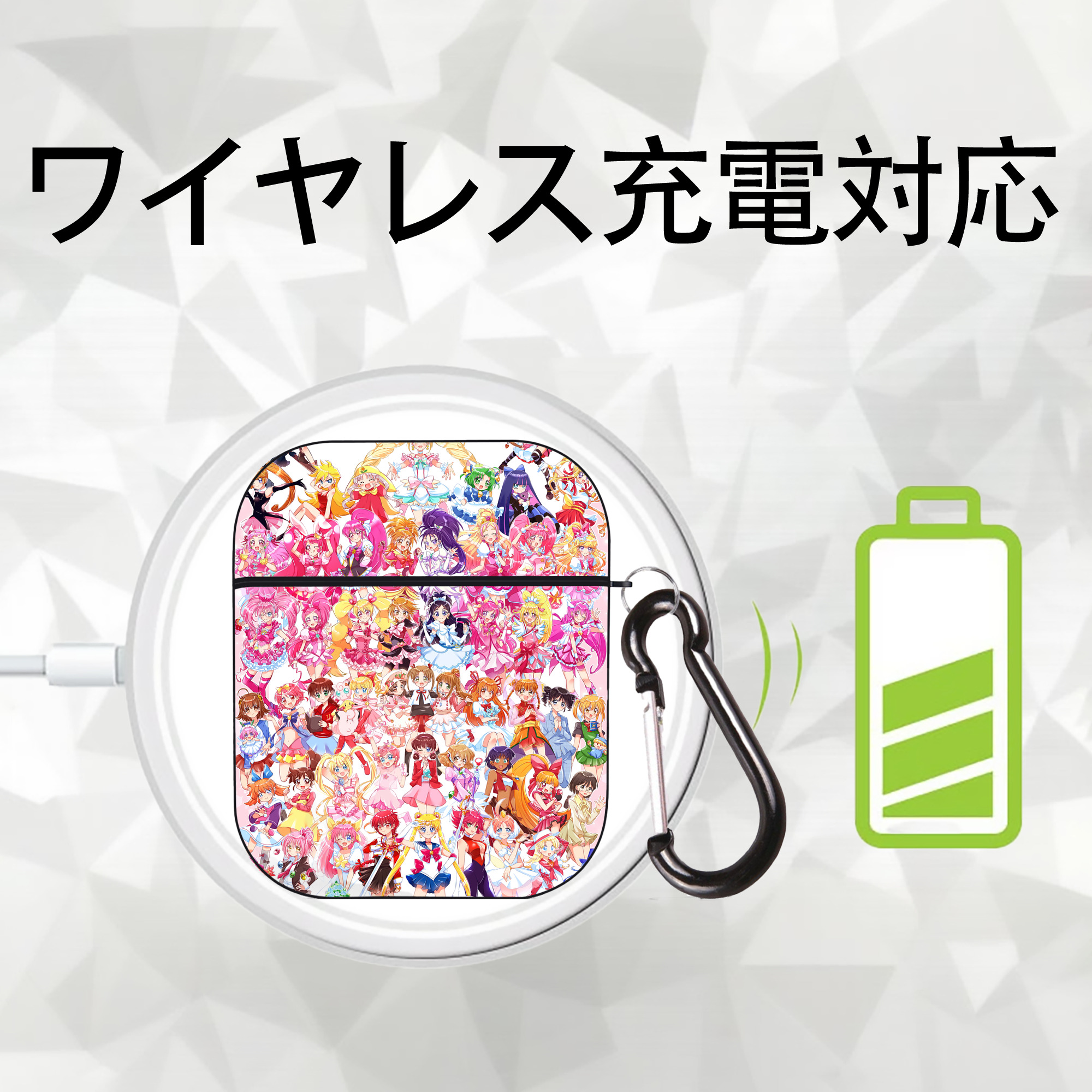 美少女戦士セーラームーン Sailor Moon AirPods 第2世代保護ケース ハードシェル ブラック 耐衝撃・防指紋・カラビナ付き