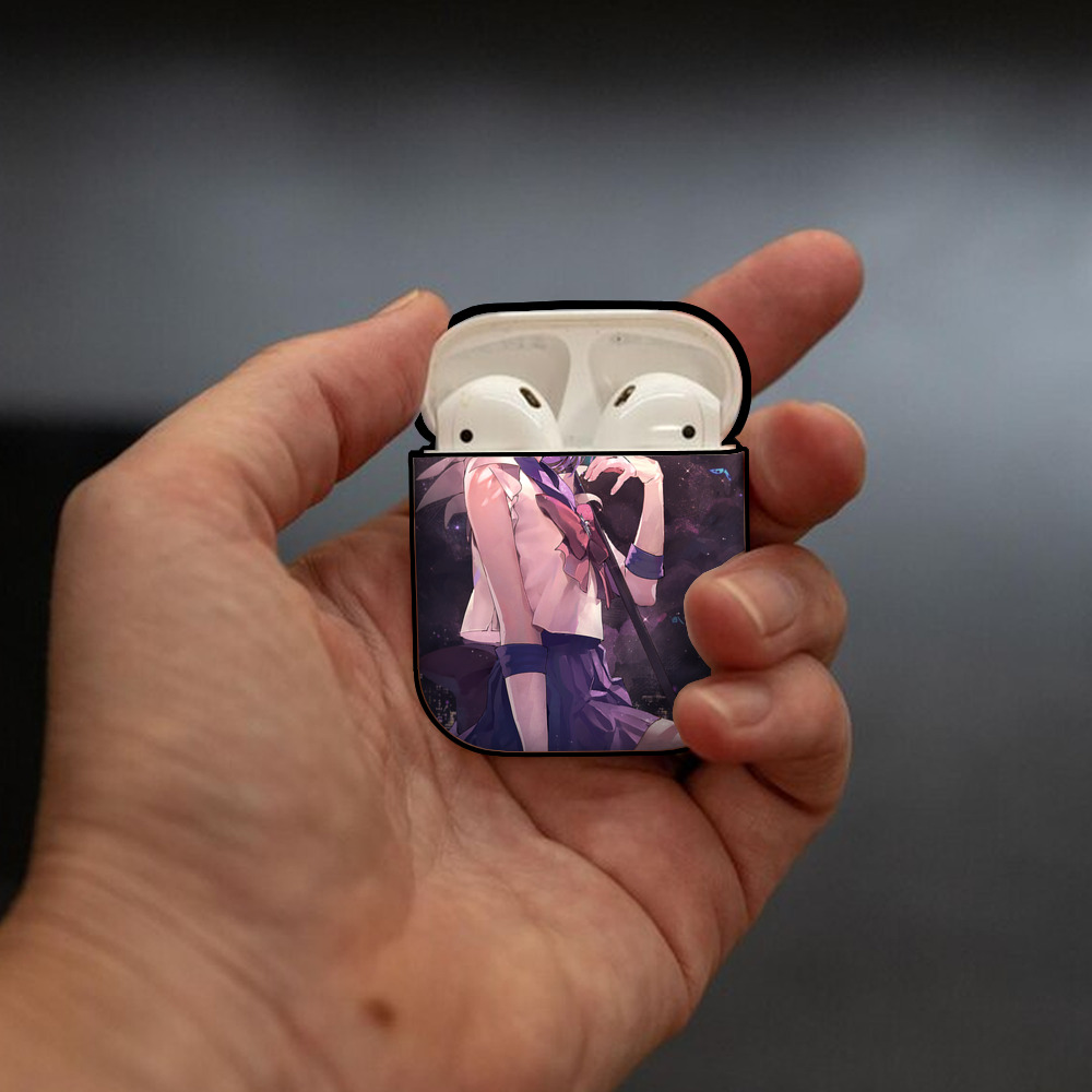 美少女戦士セーラームーン Sailor Moon AirPods 第2世代保護ケース ハードシェル ブラック 耐衝撃・防指紋・カラビナ付き