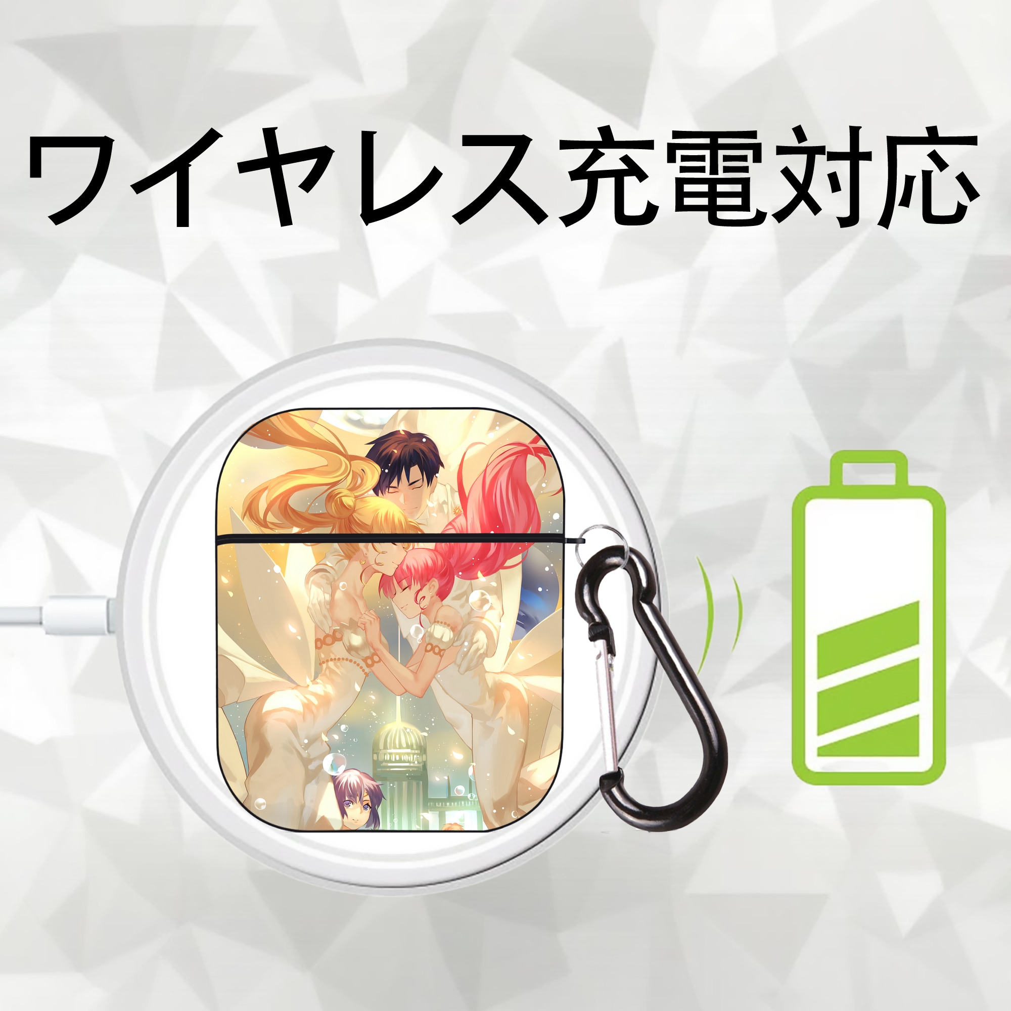 美少女戦士セーラームーン Sailor Moon AirPods 第2世代保護ケース ハードシェル ブラック 耐衝撃・防指紋・カラビナ付き