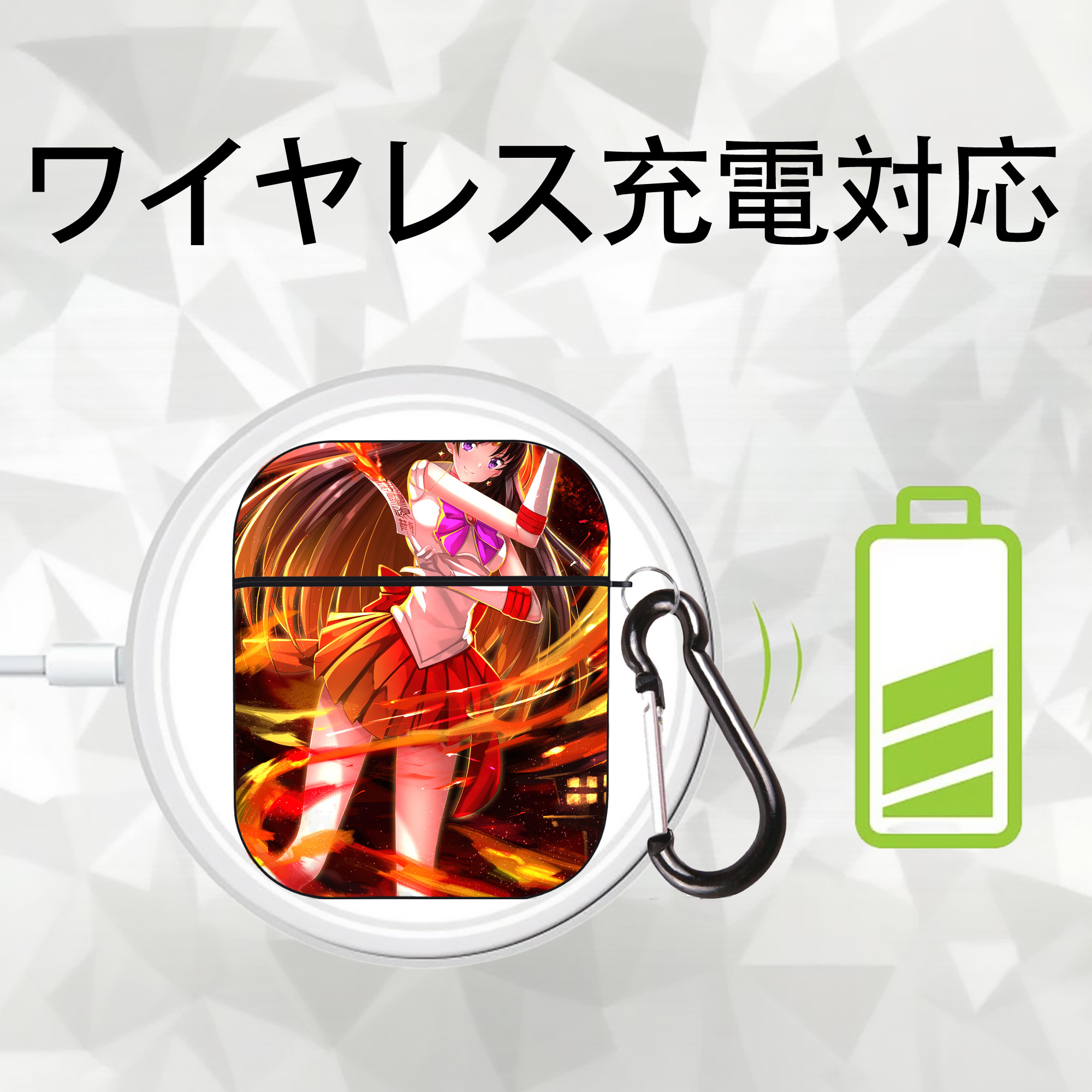 美少女戦士セーラームーン Sailor Moon AirPods 第2世代保護ケース ハードシェル ブラック 耐衝撃・防指紋・カラビナ付き