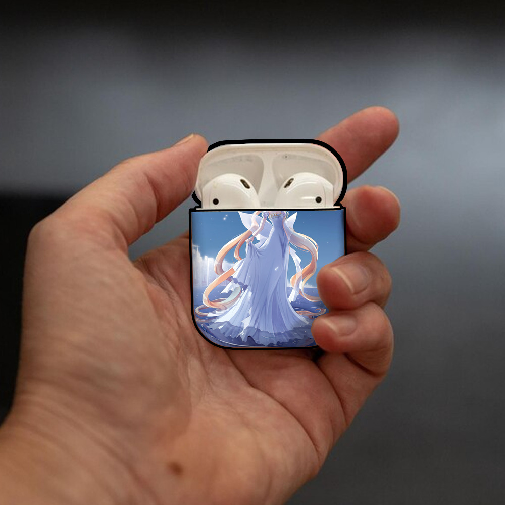 美少女戦士セーラームーン Sailor Moon AirPods 第2世代保護ケース ハードシェル ブラック 耐衝撃・防指紋・カラビナ付き