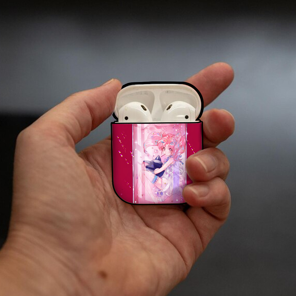 美少女戦士セーラームーン Sailor Moon AirPods 第2世代保護ケース ハードシェル ブラック 耐衝撃・防指紋・カラビナ付き