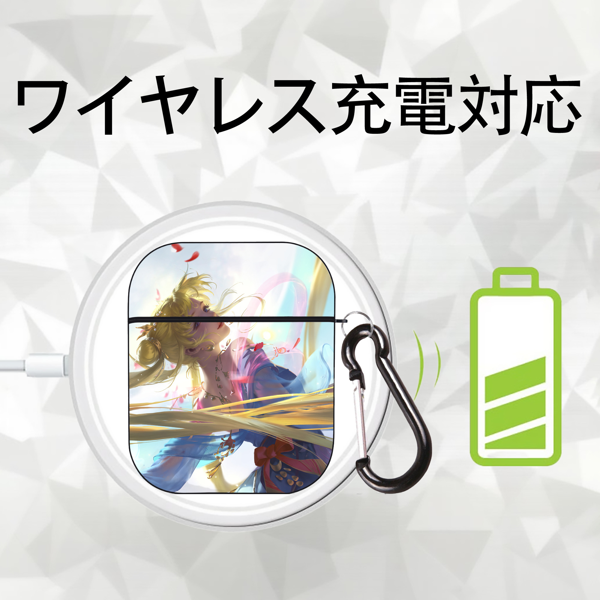 美少女戦士セーラームーン Sailor Moon AirPods 第2世代保護ケース ハードシェル ブラック 耐衝撃・防指紋・カラビナ付き