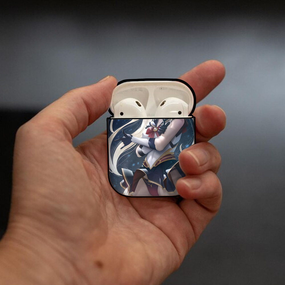 美少女戦士セーラームーン Sailor Moon AirPods 第2世代保護ケース ハードシェル ブラック 耐衝撃・防指紋・カラビナ付き