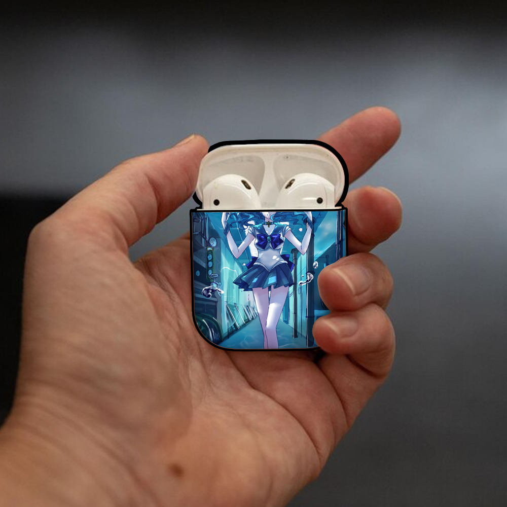 美少女戦士セーラームーン Sailor Moon AirPods 第2世代保護ケース ハードシェル ブラック 耐衝撃・防指紋・カラビナ付き