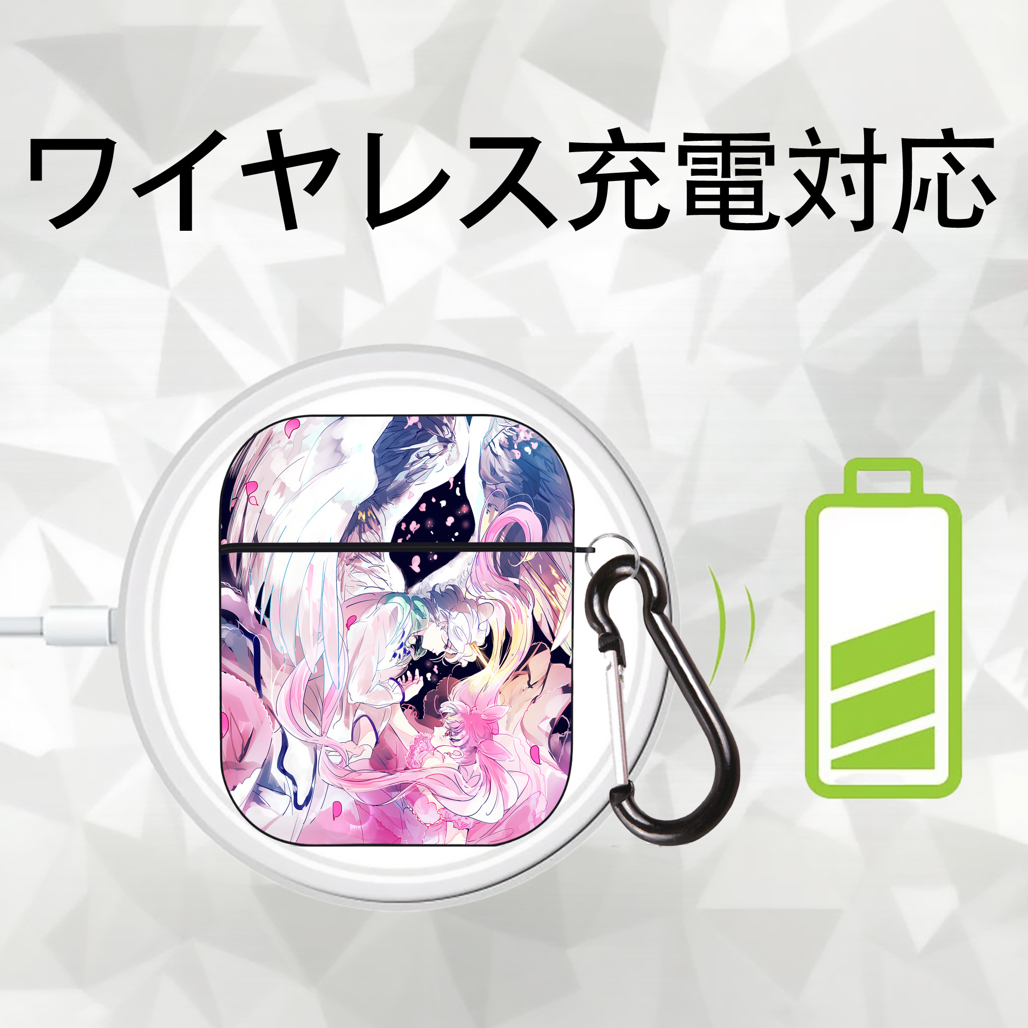 美少女戦士セーラームーン Sailor Moon AirPods 第2世代保護ケース ハードシェル ブラック 耐衝撃・防指紋・カラビナ付き