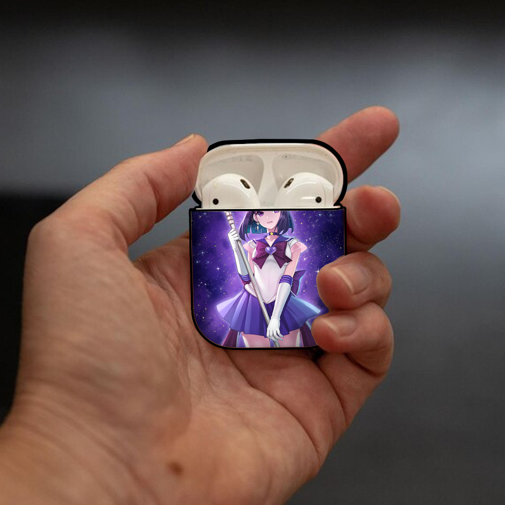 美少女戦士セーラームーン Sailor Moon AirPods 第2世代保護ケース ハードシェル ブラック 耐衝撃・防指紋・カラビナ付き