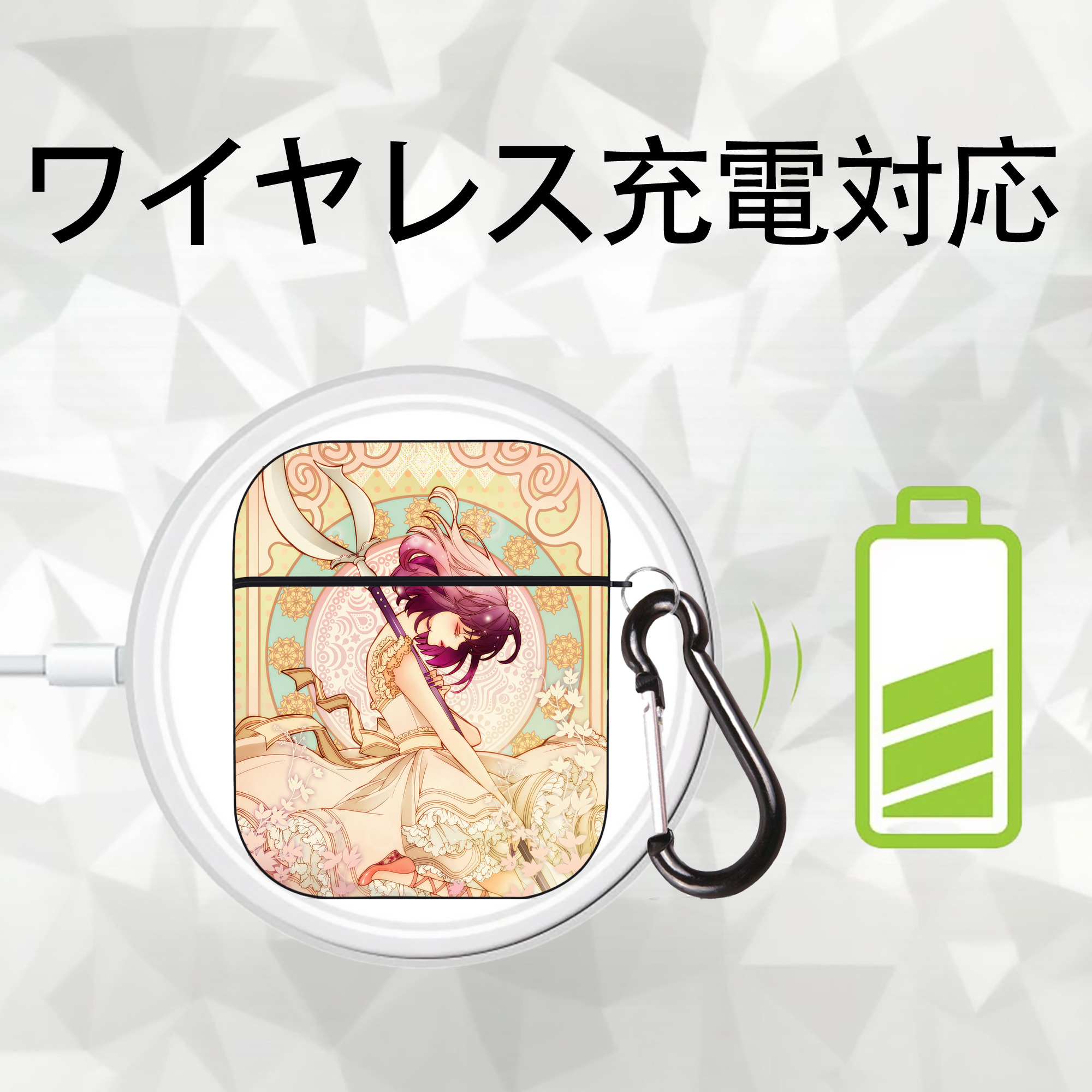 美少女戦士セーラームーン Sailor Moon AirPods 第2世代保護ケース ハードシェル ブラック 耐衝撃・防指紋・カラビナ付き