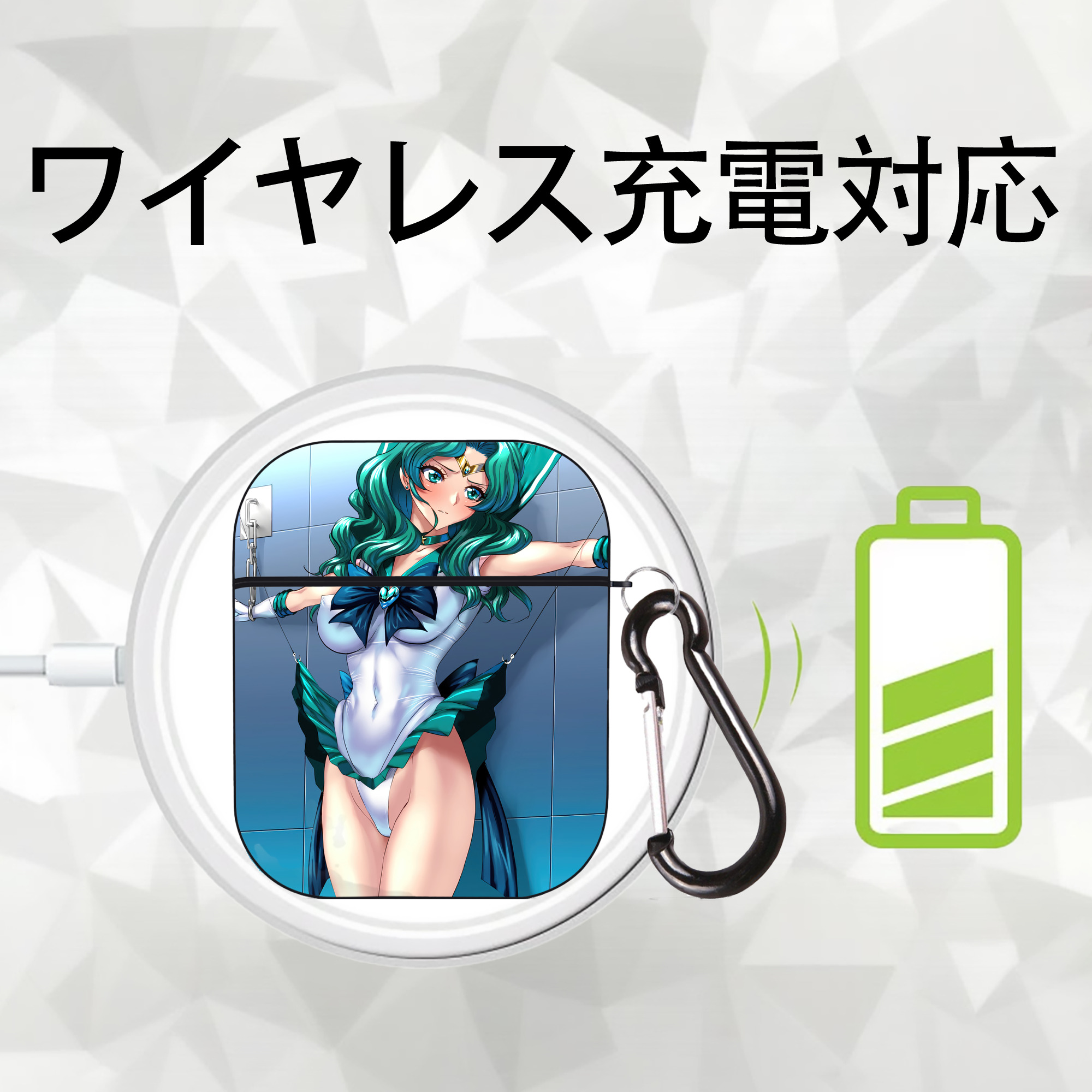 美少女戦士セーラームーン Sailor Moon AirPods 第2世代保護ケース ハードシェル ブラック 耐衝撃・防指紋・カラビナ付き