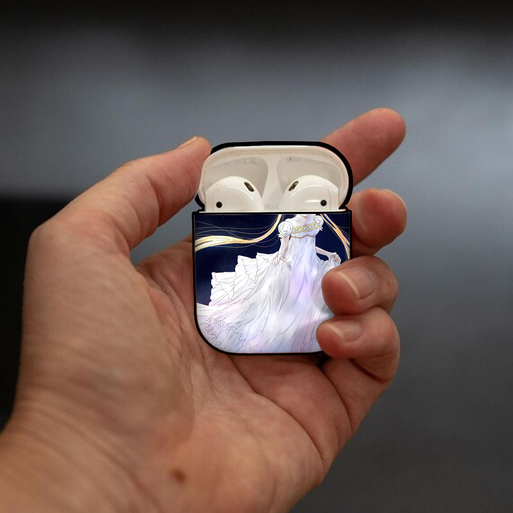 美少女戦士セーラームーン Sailor Moon AirPods 第2世代保護ケース ハードシェル ブラック 耐衝撃・防指紋・カラビナ付き