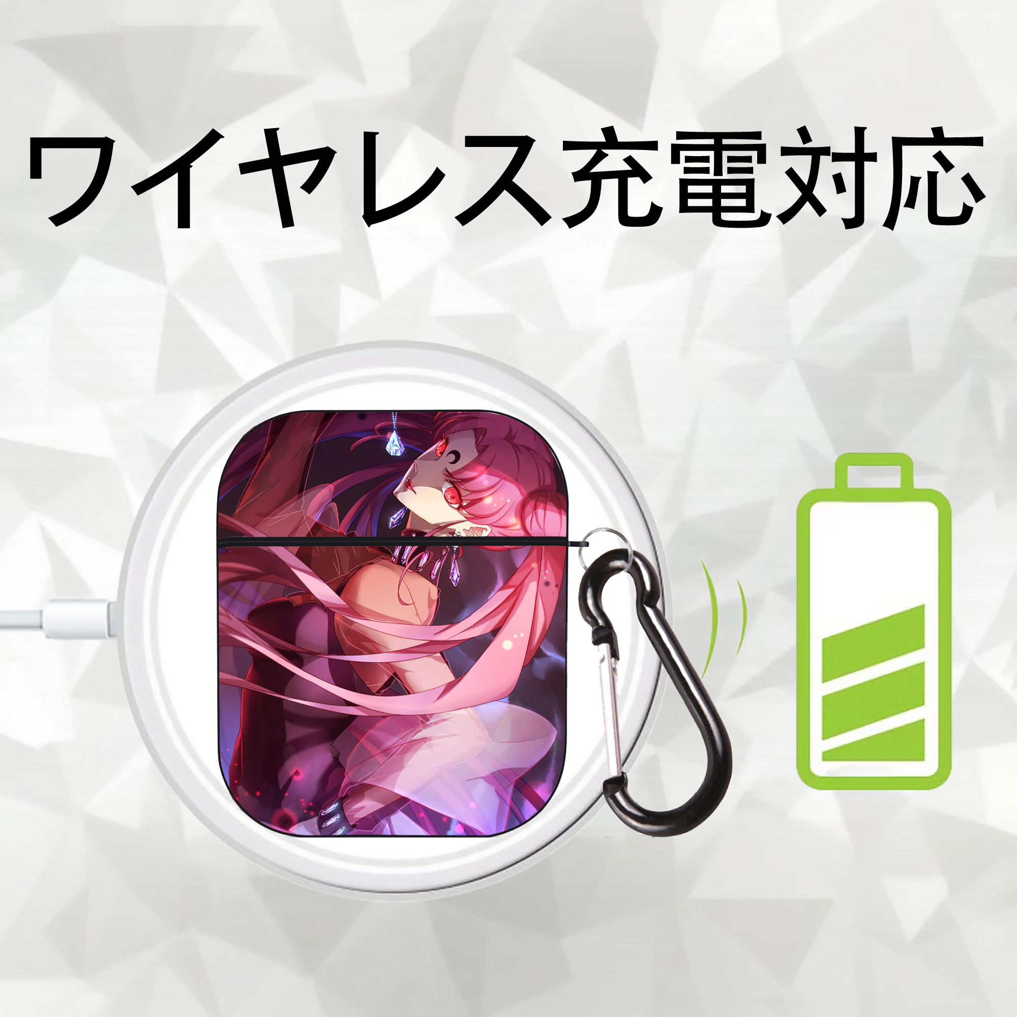 美少女戦士セーラームーン Sailor Moon AirPods 第2世代保護ケース ハードシェル ブラック 耐衝撃・防指紋・カラビナ付き