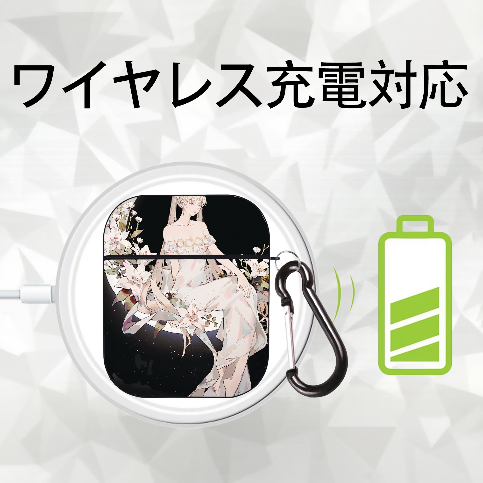 美少女戦士セーラームーン Sailor Moon AirPods 第2世代保護ケース ハードシェル ブラック 耐衝撃・防指紋・カラビナ付き