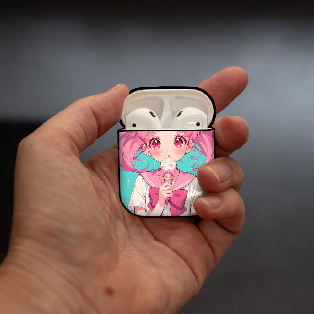 美少女戦士セーラームーン Sailor Moon AirPods 第2世代保護ケース ハードシェル ブラック 耐衝撃・防指紋・カラビナ付き