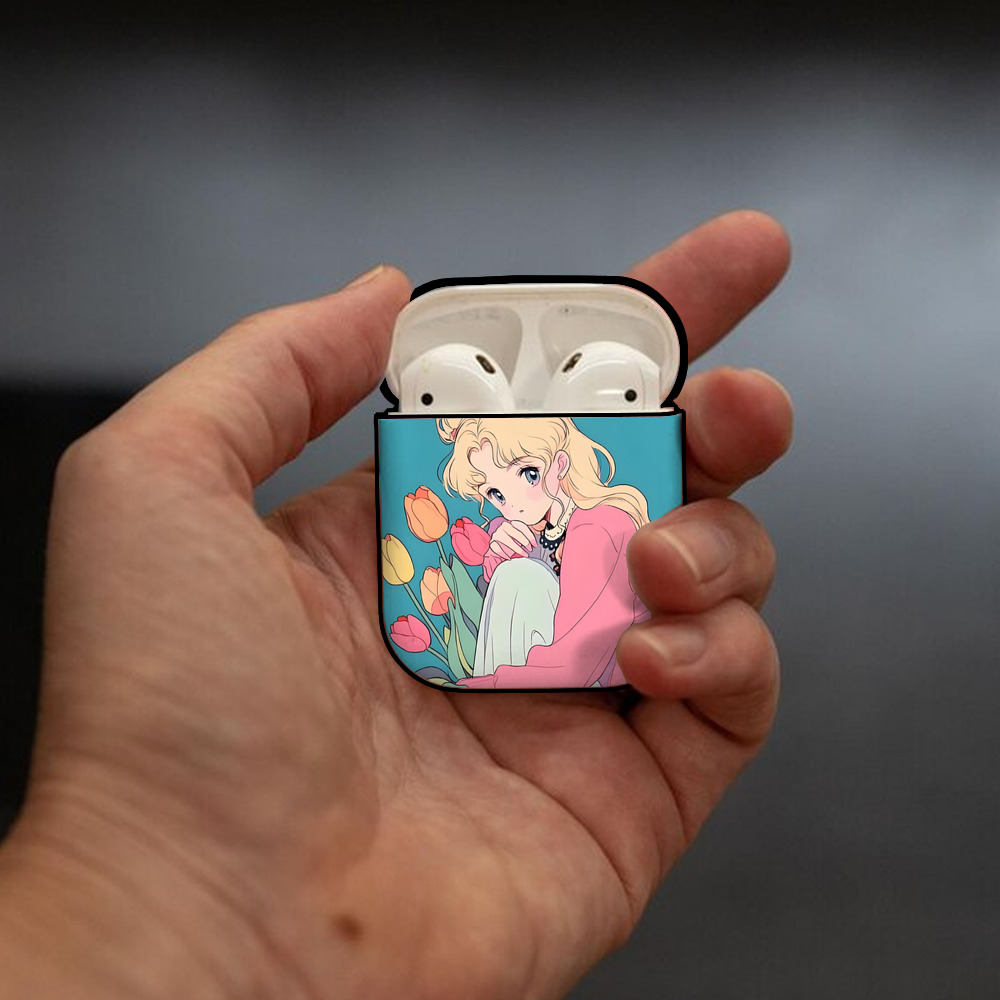 美少女戦士セーラームーン Sailor Moon AirPods 第2世代保護ケース ハードシェル ブラック 耐衝撃・防指紋・カラビナ付き