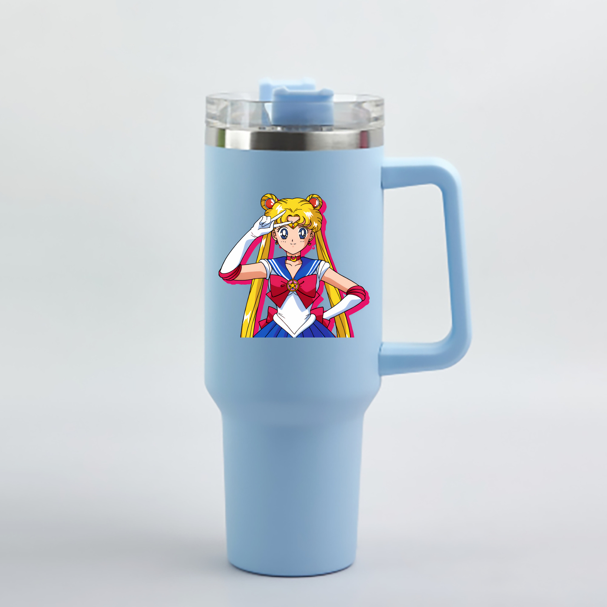 （画像用） 美少女戦士セーラームーン 月野 うさぎ つきの うさぎ Sailor Moon Tsukino Usagi 1200mL車用タンブラー - クリスタルステッカー（プラスチックストロー付き）