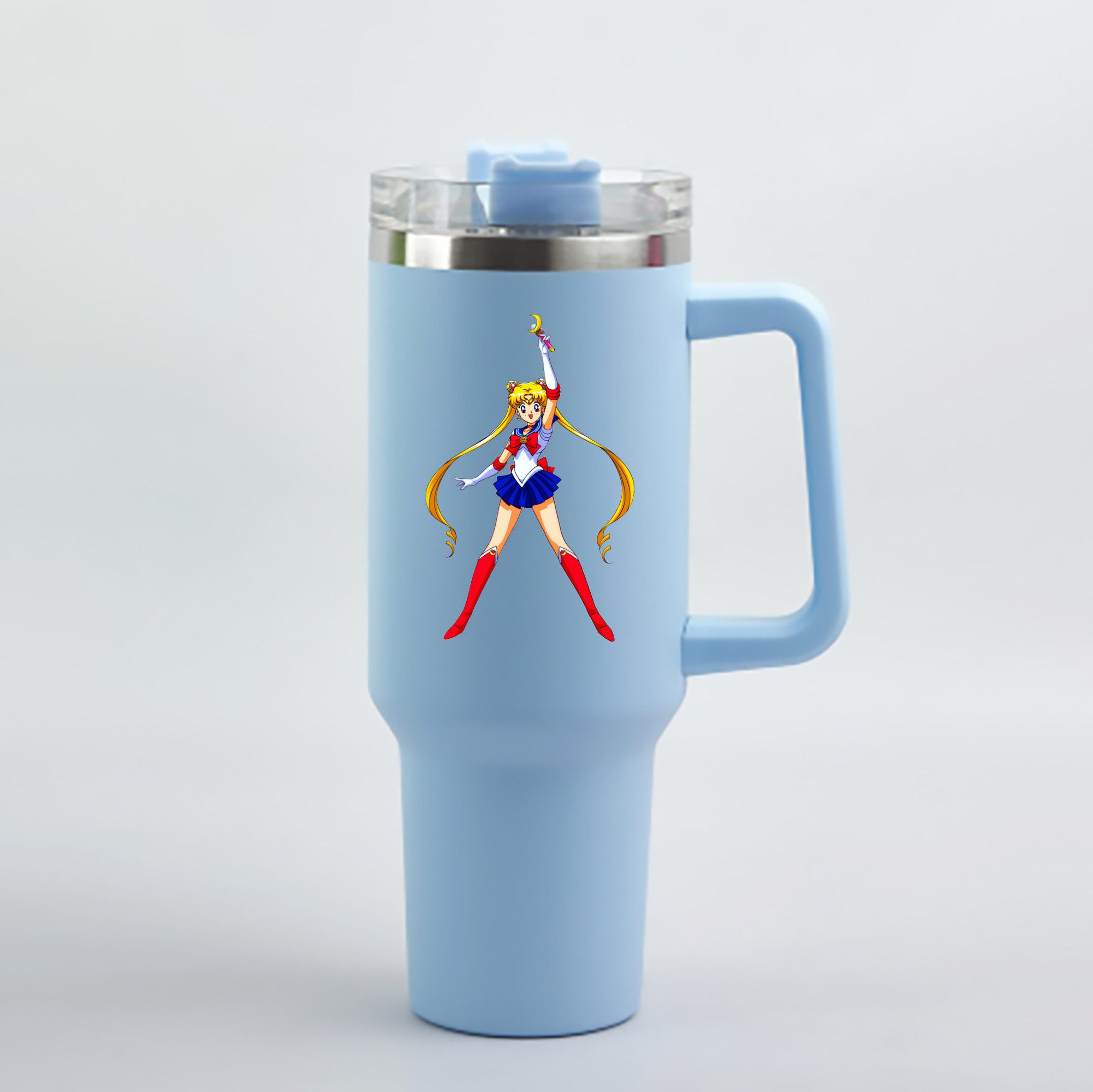 （画像用） 美少女戦士セーラームーン 月野 うさぎ つきの うさぎ Sailor Moon Tsukino Usagi 1200mL車用タンブラー - クリスタルステッカー（プラスチックストロー付き）