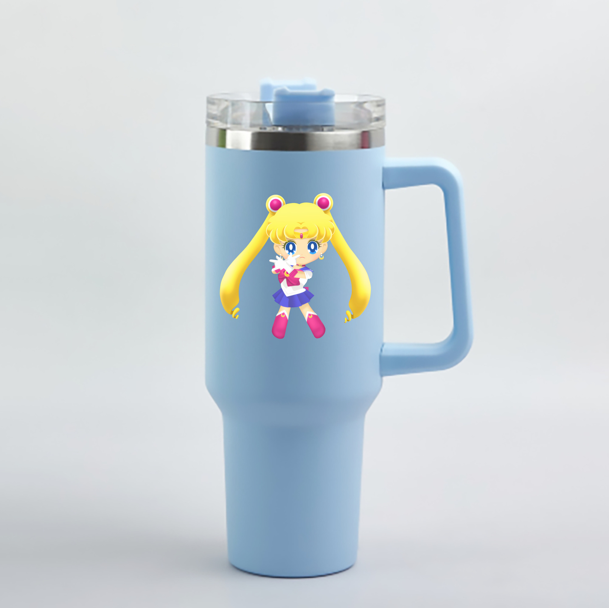 （画像用） 美少女戦士セーラームーン 月野 うさぎ つきの うさぎ Sailor Moon Tsukino Usagi 1200mL車用タンブラー - クリスタルステッカー（プラスチックストロー付き）