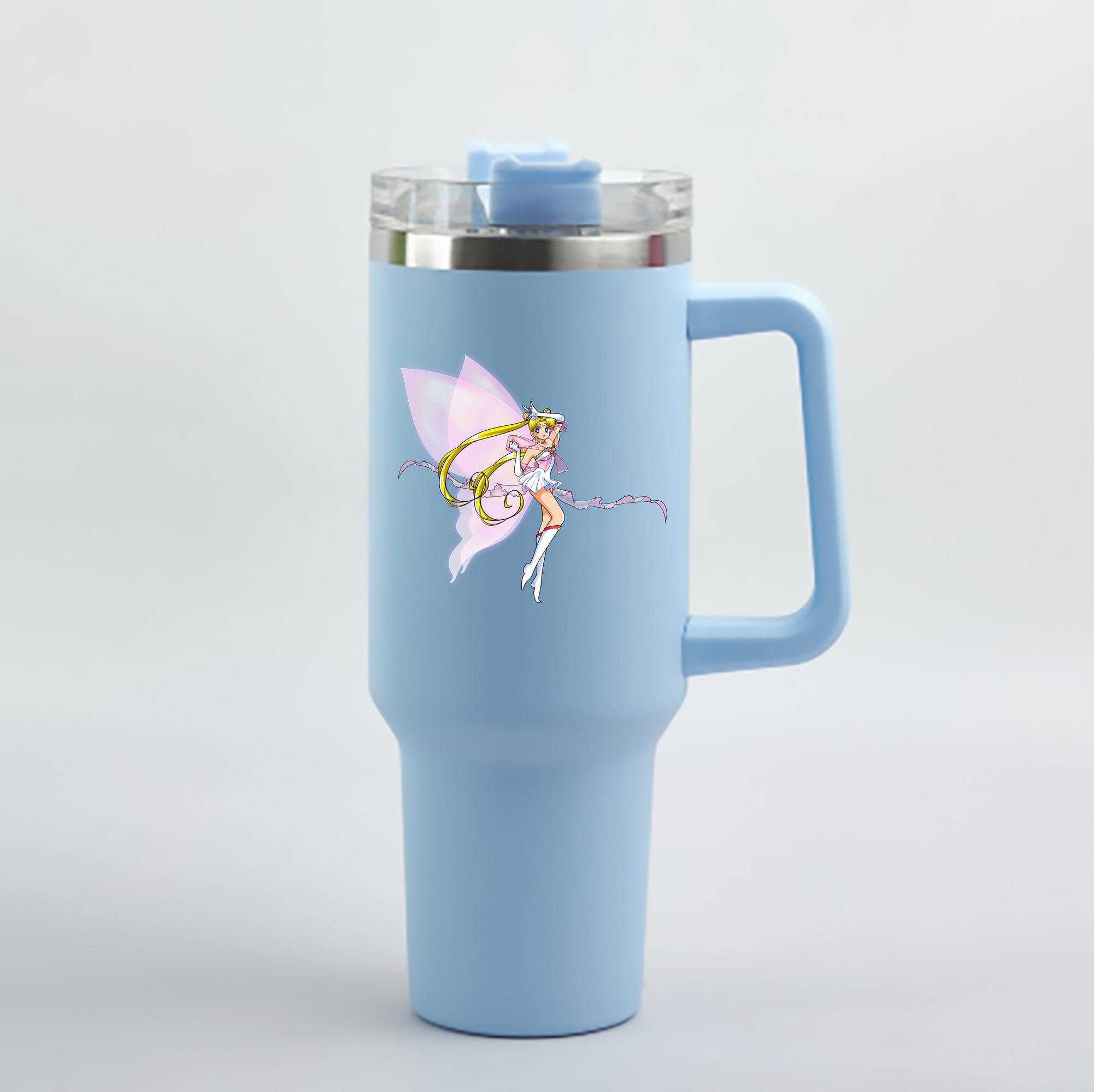 （画像用） 美少女戦士セーラームーン 月野 うさぎ つきの うさぎ Sailor Moon Tsukino Usagi 1200mL車用タンブラー - クリスタルステッカー（プラスチックストロー付き）
