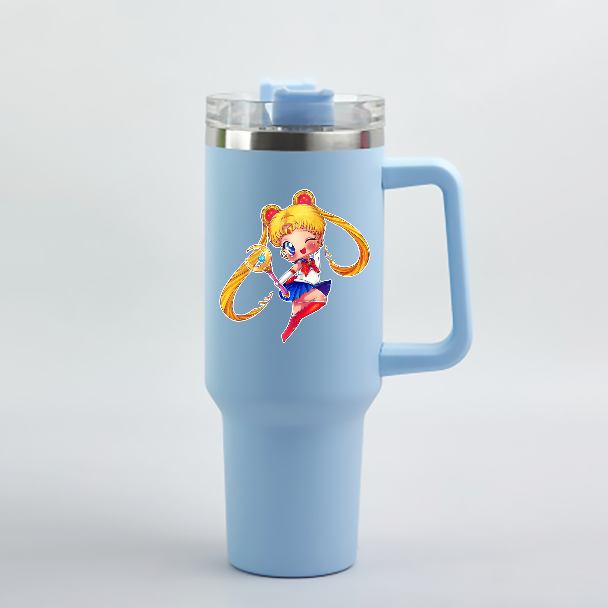 （画像用） 美少女戦士セーラームーン 月野 うさぎ つきの うさぎ Sailor Moon Tsukino Usagi 1200mL車用タンブラー - クリスタルステッカー（プラスチックストロー付き）