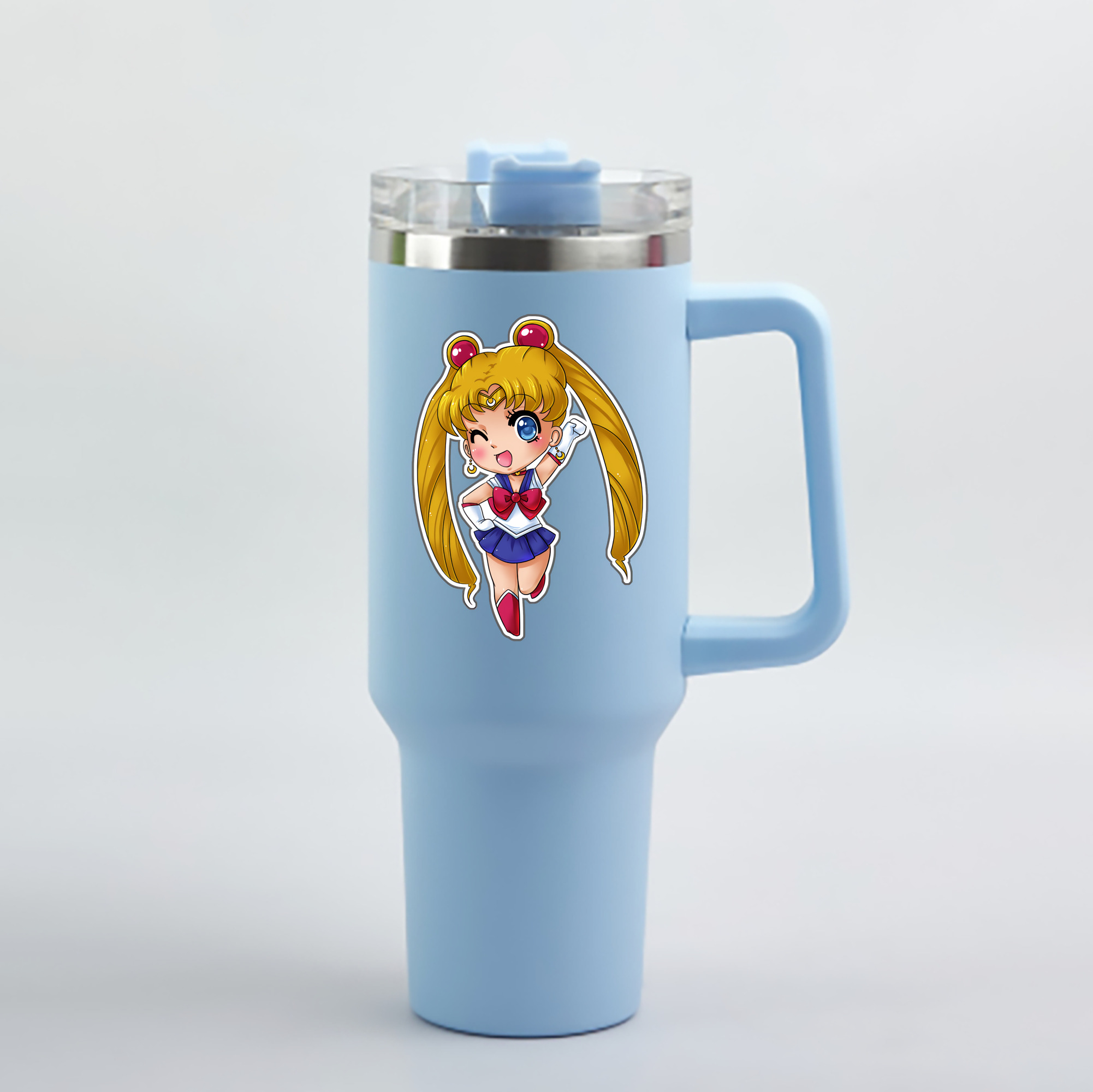 （画像用） 美少女戦士セーラームーン 月野 うさぎ つきの うさぎ Sailor Moon Tsukino Usagi 1200mL車用タンブラー - クリスタルステッカー（プラスチックストロー付き）