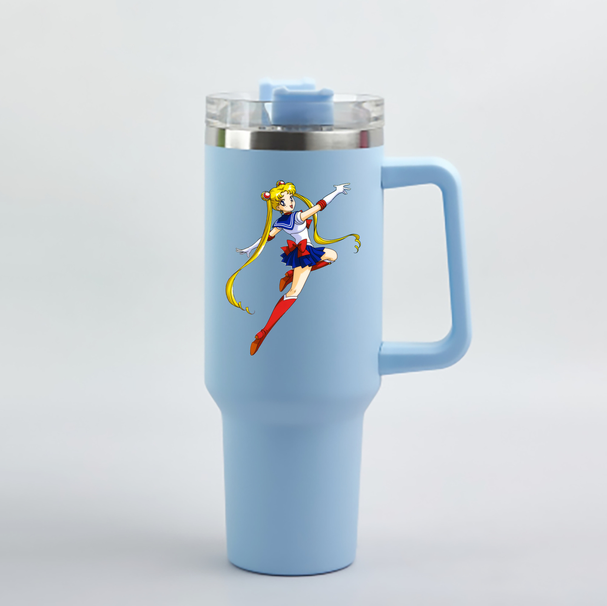 （画像用） 美少女戦士セーラームーン 月野 うさぎ つきの うさぎ Sailor Moon Tsukino Usagi 1200mL車用タンブラー - クリスタルステッカー（プラスチックストロー付き）