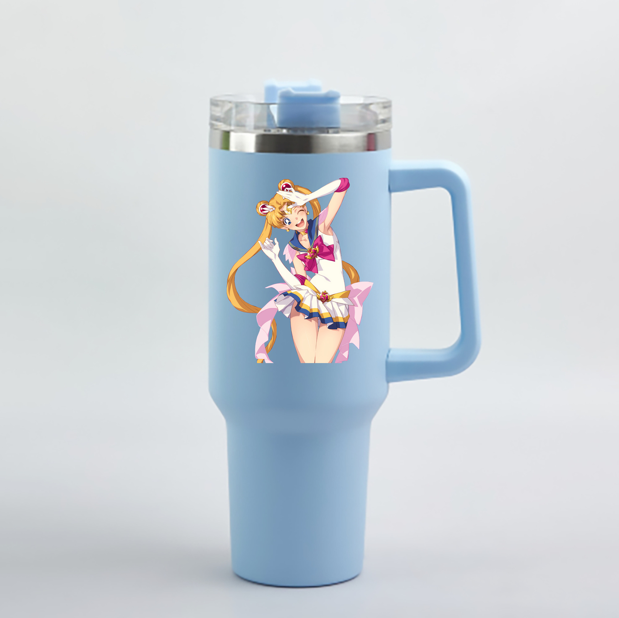 （画像用） 美少女戦士セーラームーン 月野 うさぎ つきの うさぎ Sailor Moon Tsukino Usagi 1200mL車用タンブラー - クリスタルステッカー（プラスチックストロー付き）