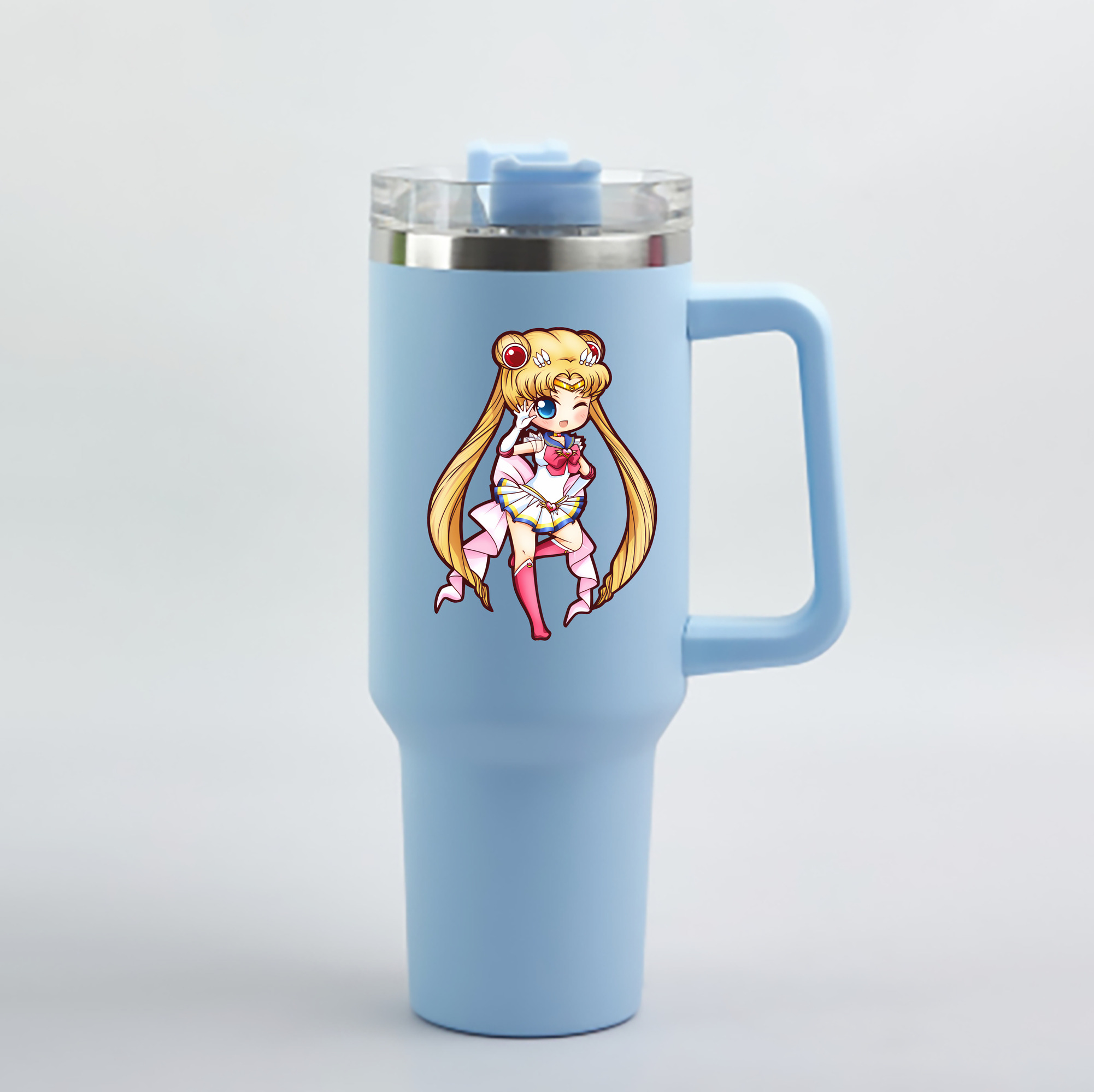 （画像用） 美少女戦士セーラームーン 月野 うさぎ つきの うさぎ Sailor Moon Tsukino Usagi 1200mL車用タンブラー - クリスタルステッカー（プラスチックストロー付き）