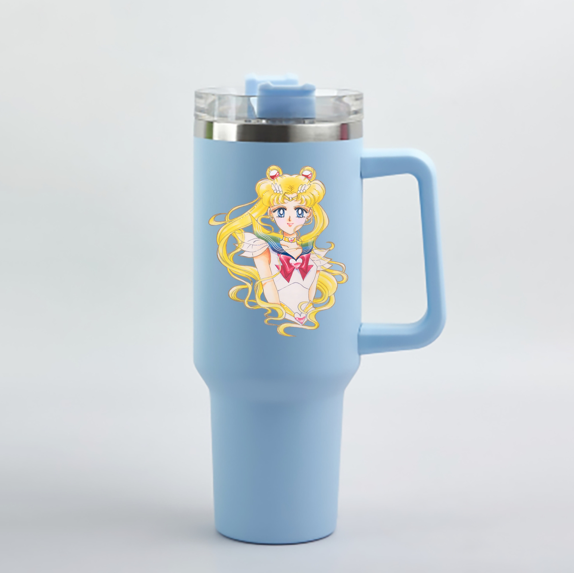 （画像用） 美少女戦士セーラームーン 月野 うさぎ つきの うさぎ Sailor Moon Tsukino Usagi 1200mL車用タンブラー - クリスタルステッカー（プラスチックストロー付き）