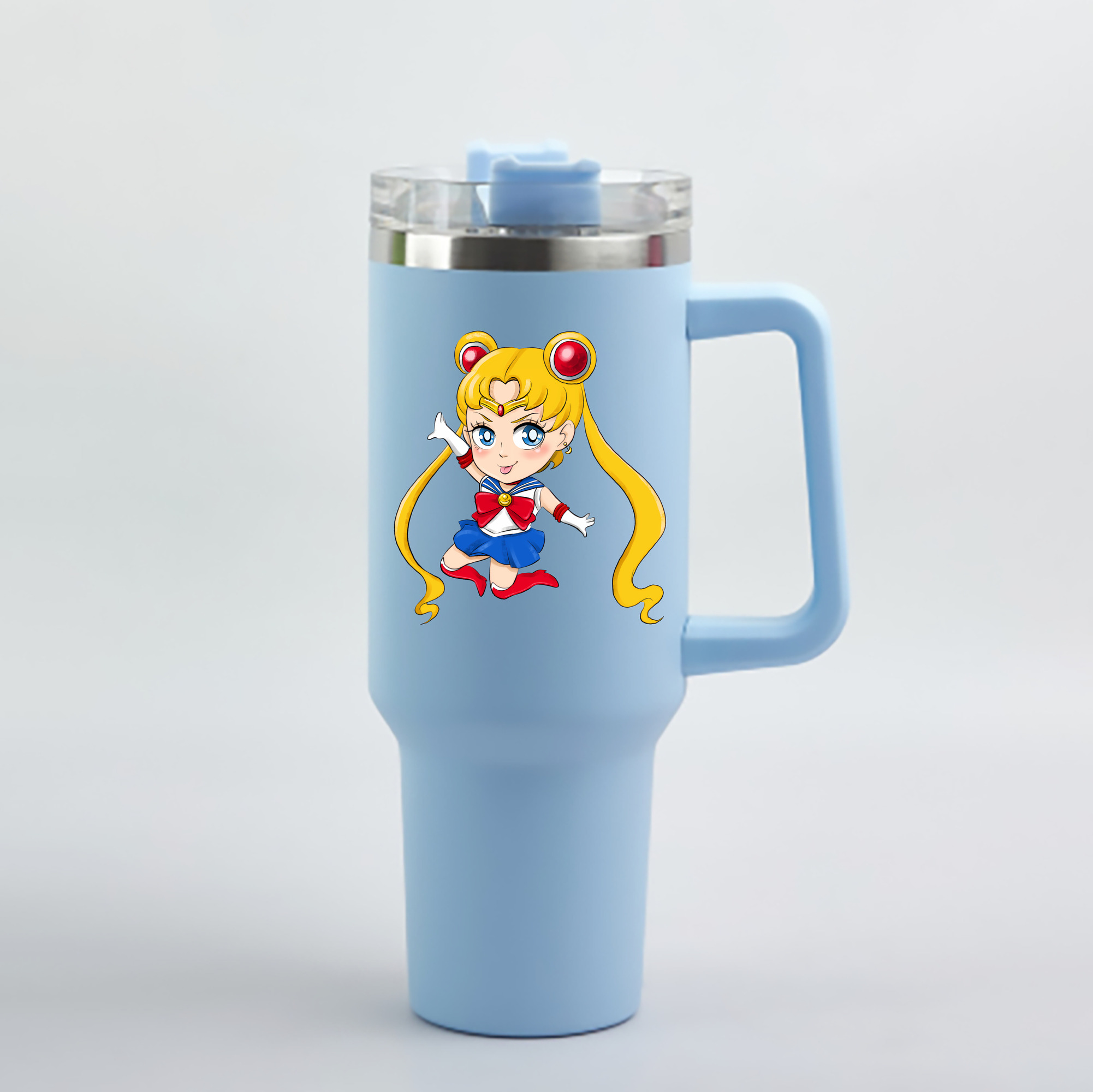 （画像用） 美少女戦士セーラームーン 月野 うさぎ つきの うさぎ Sailor Moon Tsukino Usagi 1200mL車用タンブラー - クリスタルステッカー（プラスチックストロー付き）