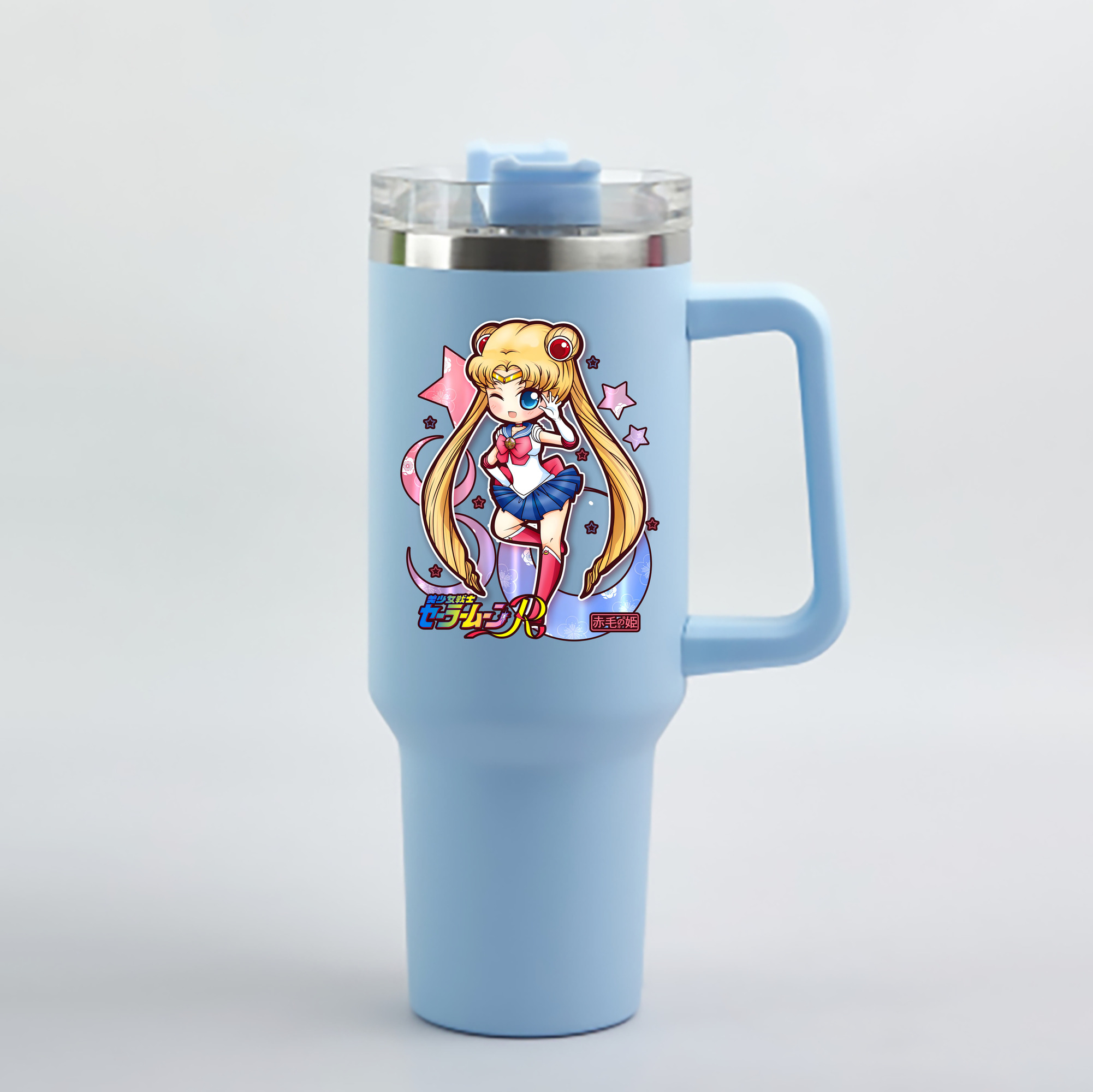 （画像用） 美少女戦士セーラームーン 月野 うさぎ つきの うさぎ Sailor Moon Tsukino Usagi 1200mL車用タンブラー - クリスタルステッカー（プラスチックストロー付き）