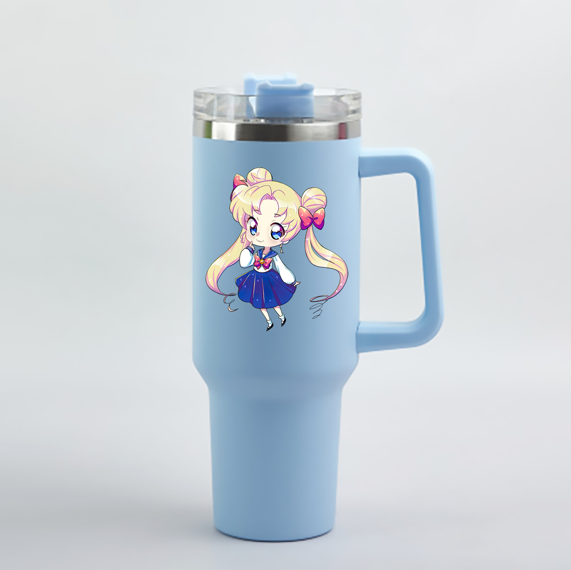 （画像用） 美少女戦士セーラームーン 月野 うさぎ つきの うさぎ Sailor Moon Tsukino Usagi 1200mL車用タンブラー - クリスタルステッカー（プラスチックストロー付き）