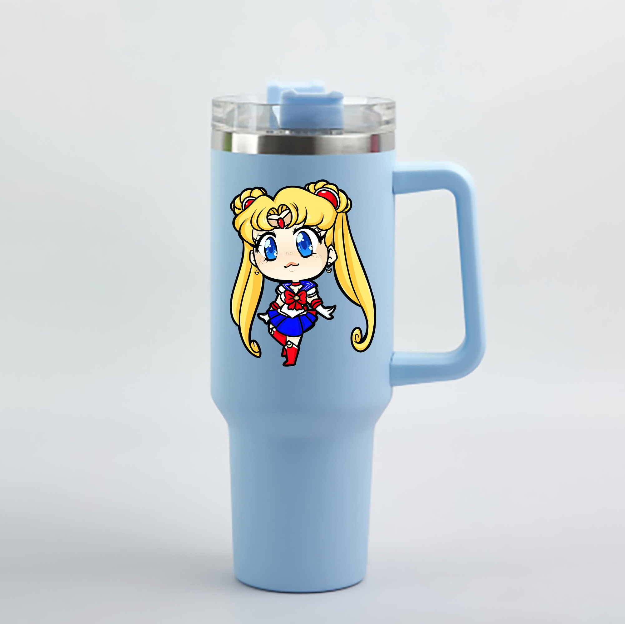 （画像用） 美少女戦士セーラームーン 月野 うさぎ つきの うさぎ Sailor Moon Tsukino Usagi 1200mL車用タンブラー - クリスタルステッカー（プラスチックストロー付き）