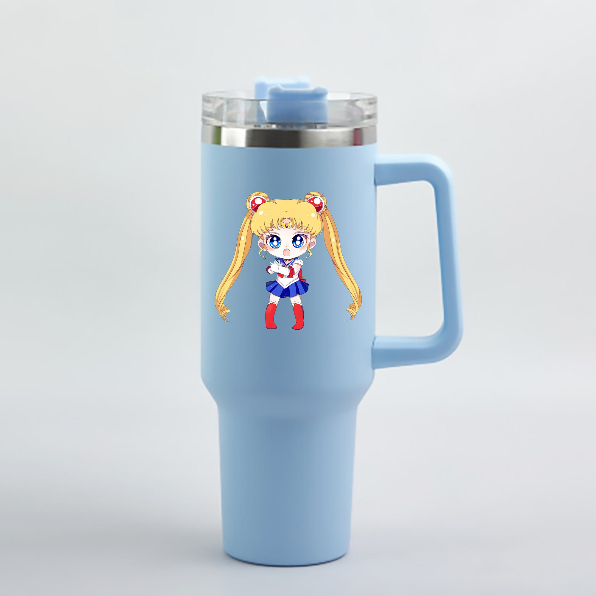 （画像用） 美少女戦士セーラームーン 月野 うさぎ つきの うさぎ Sailor Moon Tsukino Usagi 1200mL車用タンブラー - クリスタルステッカー（プラスチックストロー付き）