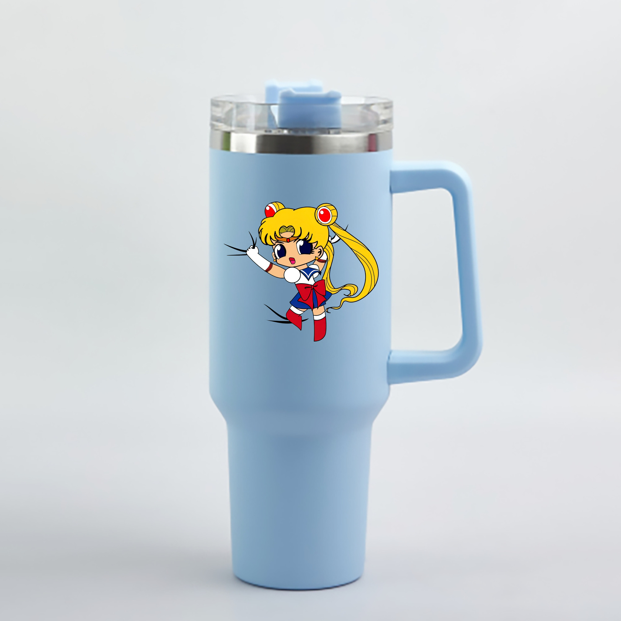 （画像用） 美少女戦士セーラームーン 月野 うさぎ つきの うさぎ Sailor Moon Tsukino Usagi 1200mL車用タンブラー - クリスタルステッカー（プラスチックストロー付き）