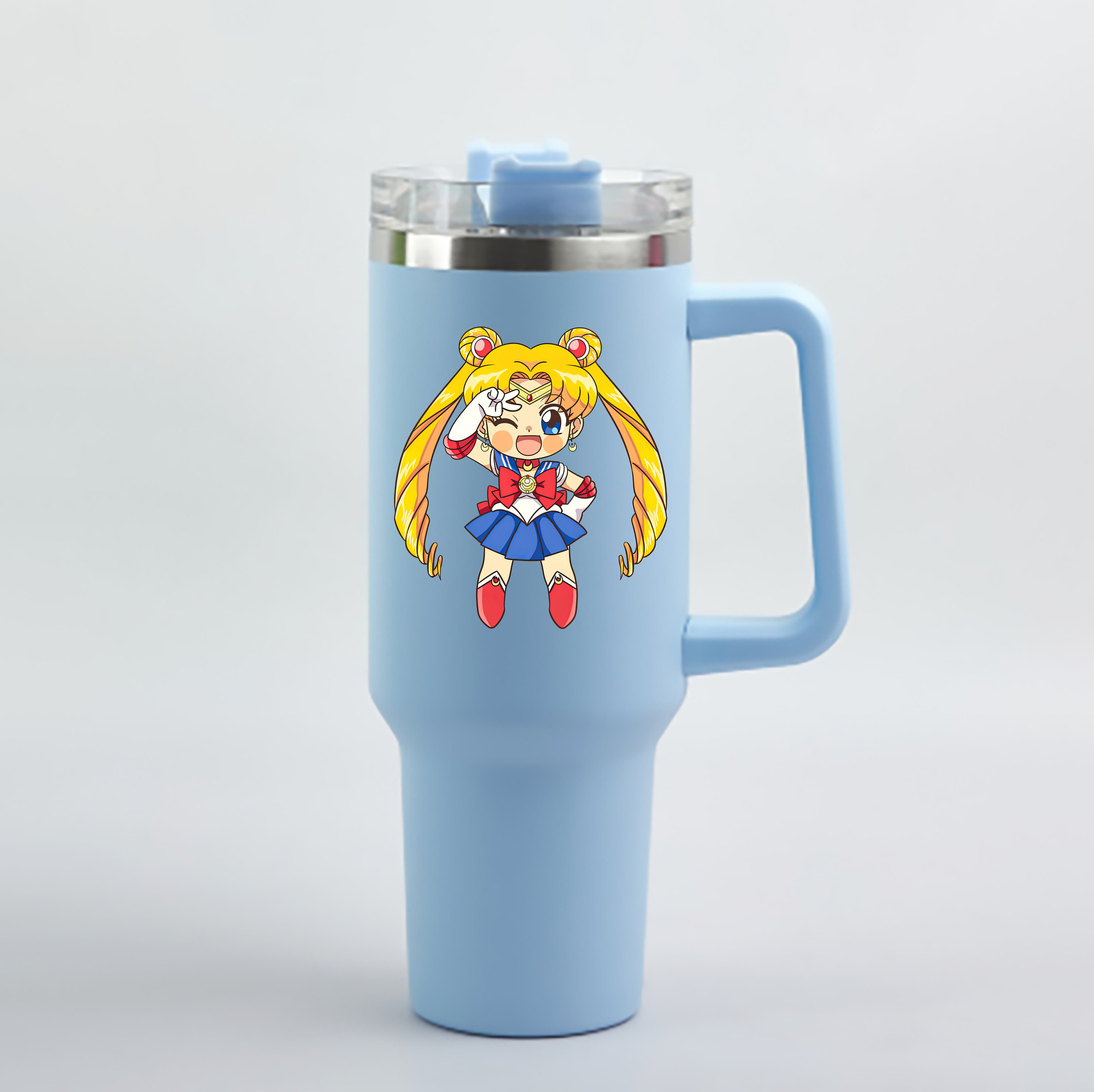 （画像用） 美少女戦士セーラームーン 月野 うさぎ つきの うさぎ Sailor Moon Tsukino Usagi 1200mL車用タンブラー - クリスタルステッカー（プラスチックストロー付き）