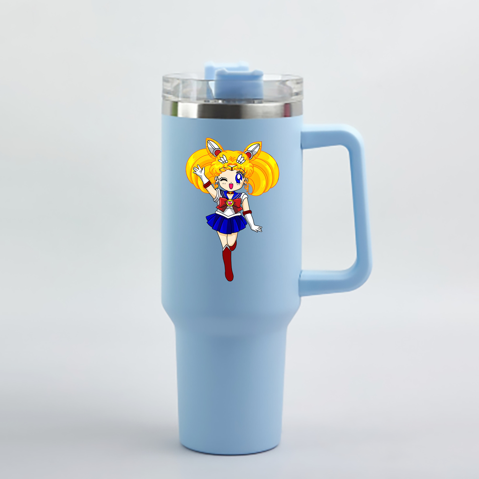 （画像用） 美少女戦士セーラームーン 月野 うさぎ つきの うさぎ Sailor Moon Tsukino Usagi 1200mL車用タンブラー - クリスタルステッカー（プラスチックストロー付き）