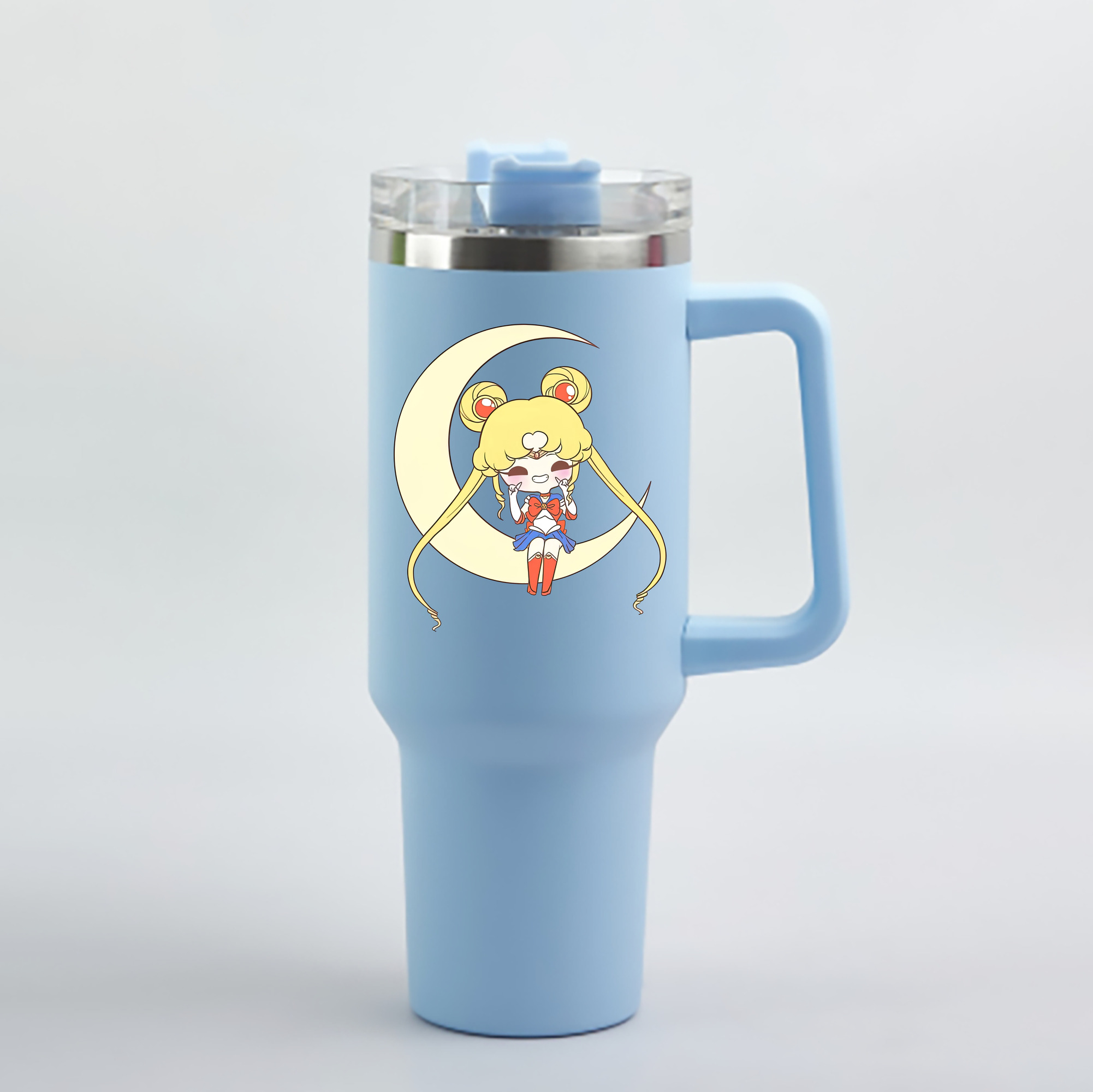 （画像用） 美少女戦士セーラームーン 月野 うさぎ つきの うさぎ Sailor Moon Tsukino Usagi 1200mL車用タンブラー - クリスタルステッカー（プラスチックストロー付き）
