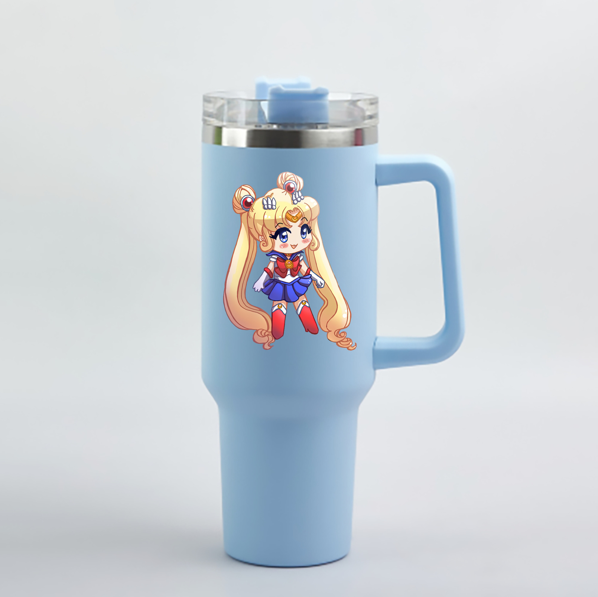 （画像用） 美少女戦士セーラームーン 月野 うさぎ つきの うさぎ Sailor Moon Tsukino Usagi 1200mL車用タンブラー - クリスタルステッカー（プラスチックストロー付き）