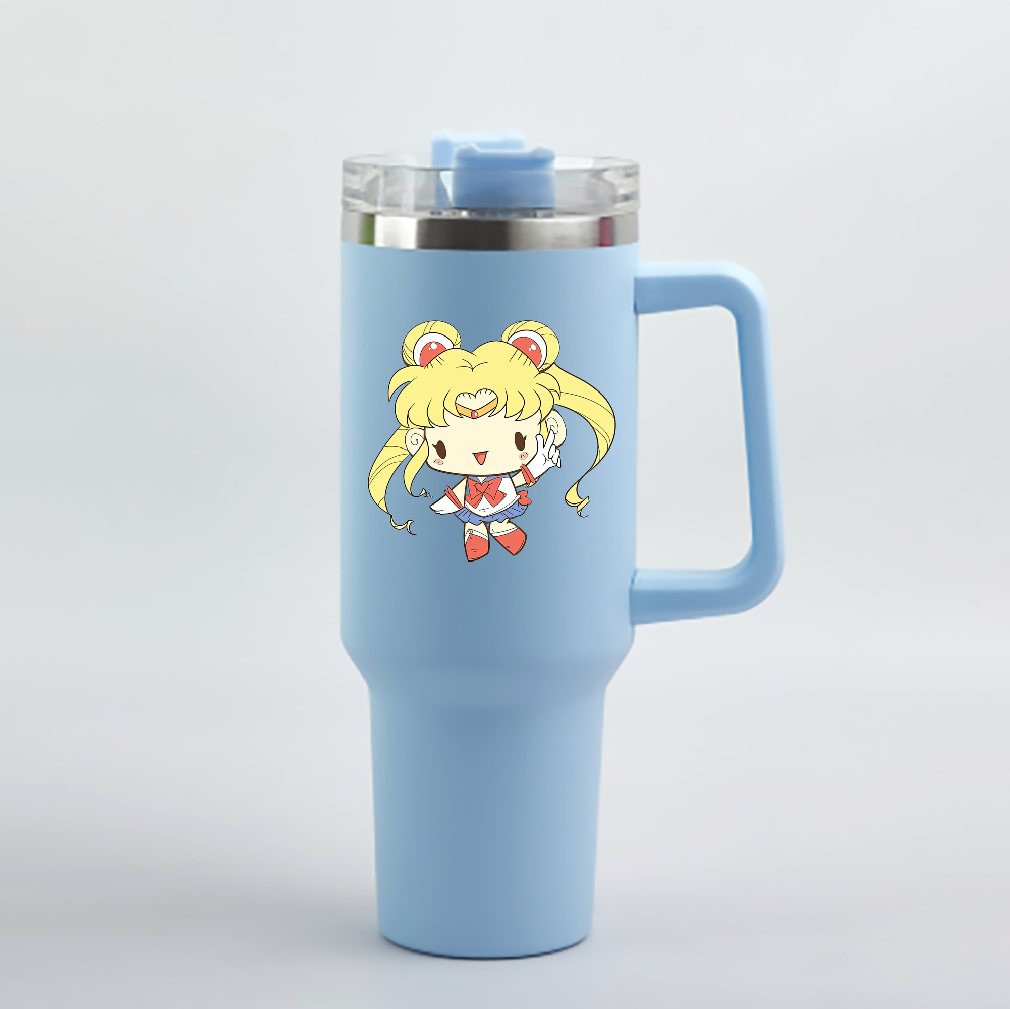 （画像用） 美少女戦士セーラームーン 月野 うさぎ つきの うさぎ Sailor Moon Tsukino Usagi 1200mL車用タンブラー - クリスタルステッカー（プラスチックストロー付き）