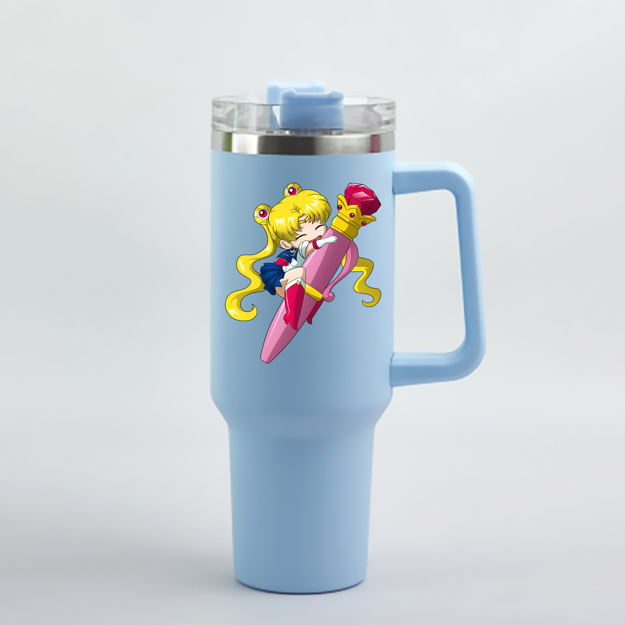 （画像用） 美少女戦士セーラームーン 月野 うさぎ つきの うさぎ Sailor Moon Tsukino Usagi 1200mL車用タンブラー - クリスタルステッカー（プラスチックストロー付き）