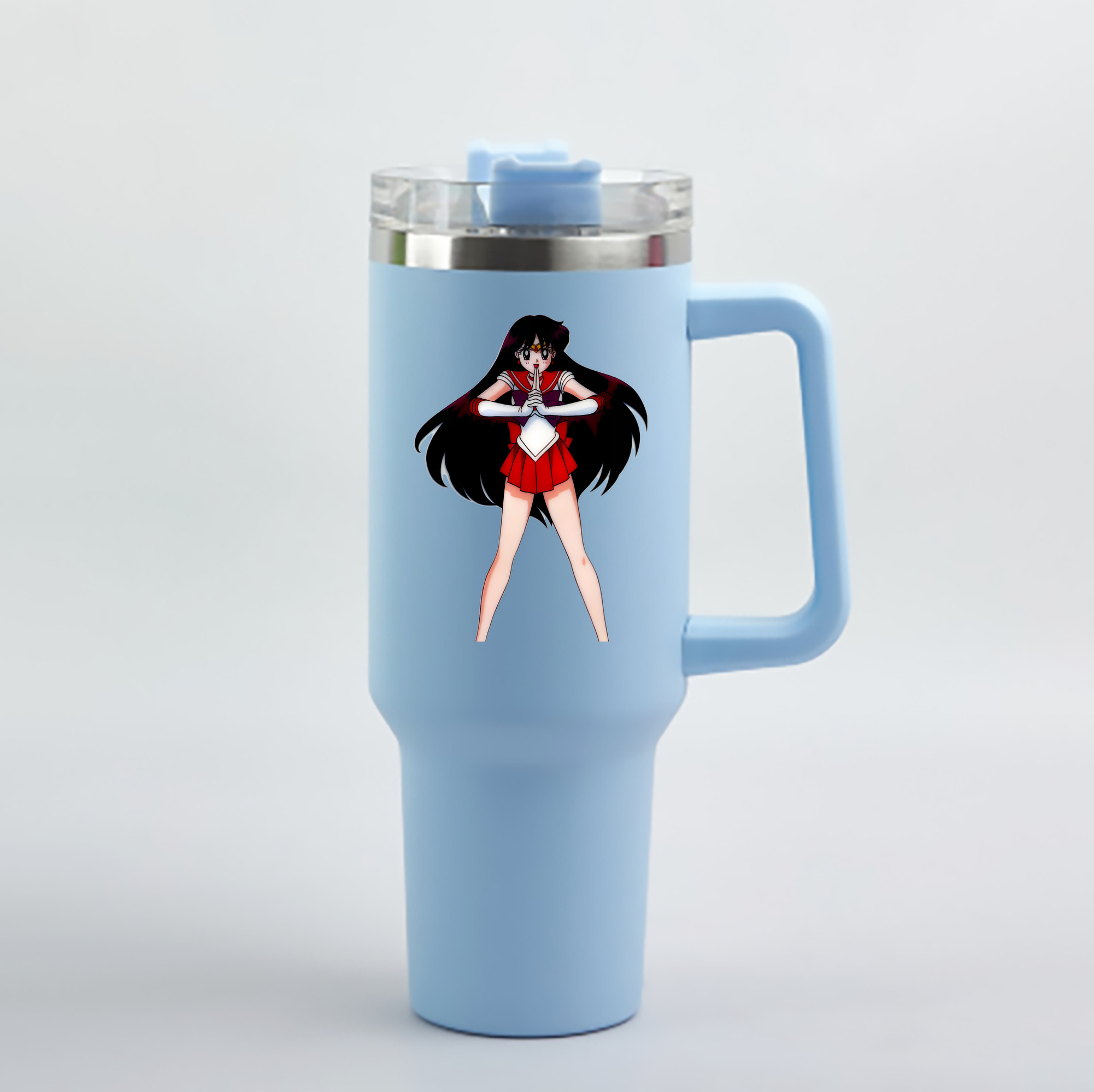 （画像用） 美少女戦士セーラームーン 火野レイ ひの レイ Sailor Moon Hino Rei （セーラーマーズ,Sailor Mars） 1200mL車用タンブラー - クリスタルステッカー（プラスチックストロー付き）