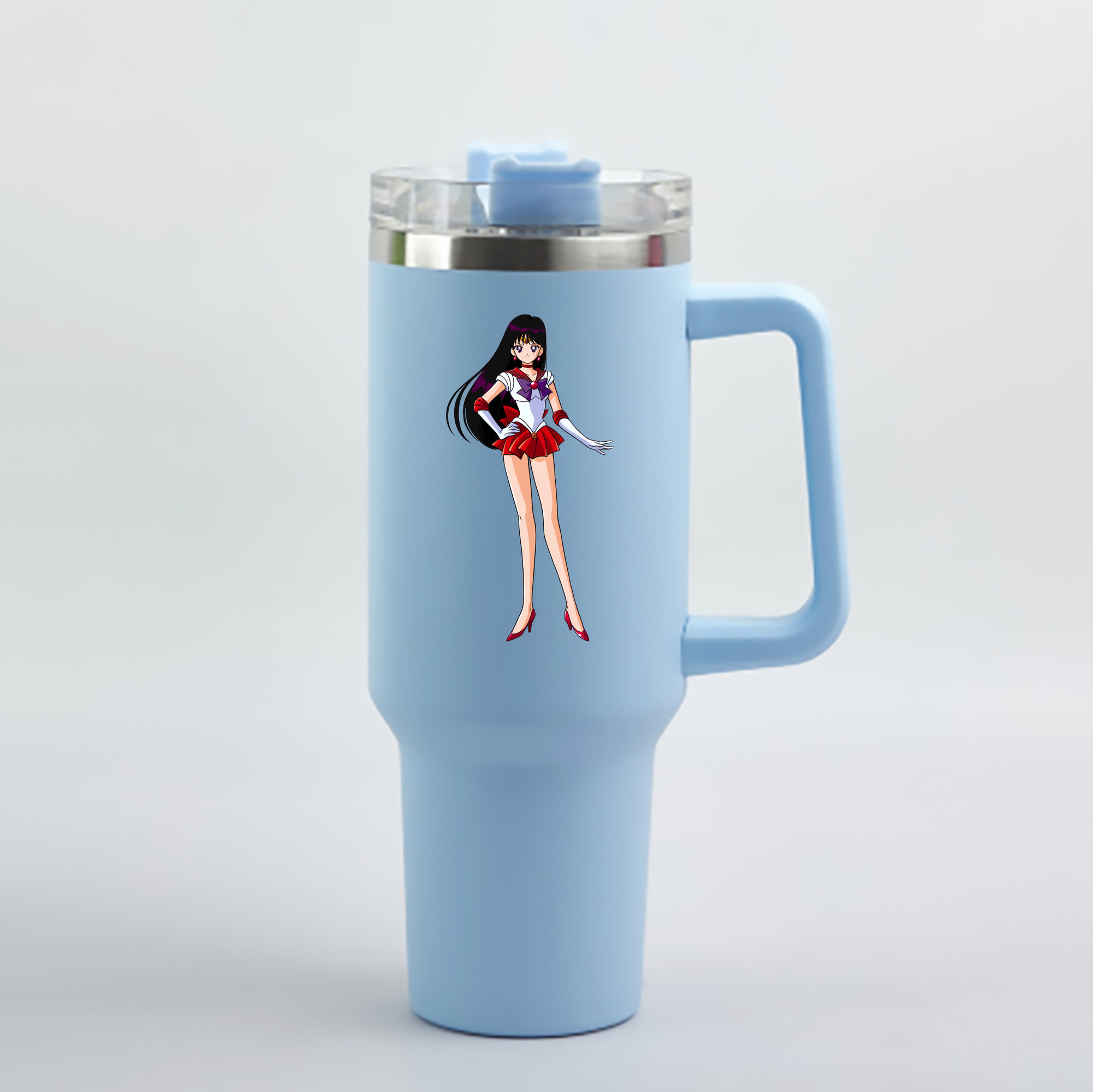 （画像用） 美少女戦士セーラームーン 火野レイ ひの レイ Sailor Moon Hino Rei （セーラーマーズ,Sailor Mars） 1200mL車用タンブラー - クリスタルステッカー（プラスチックストロー付き）
