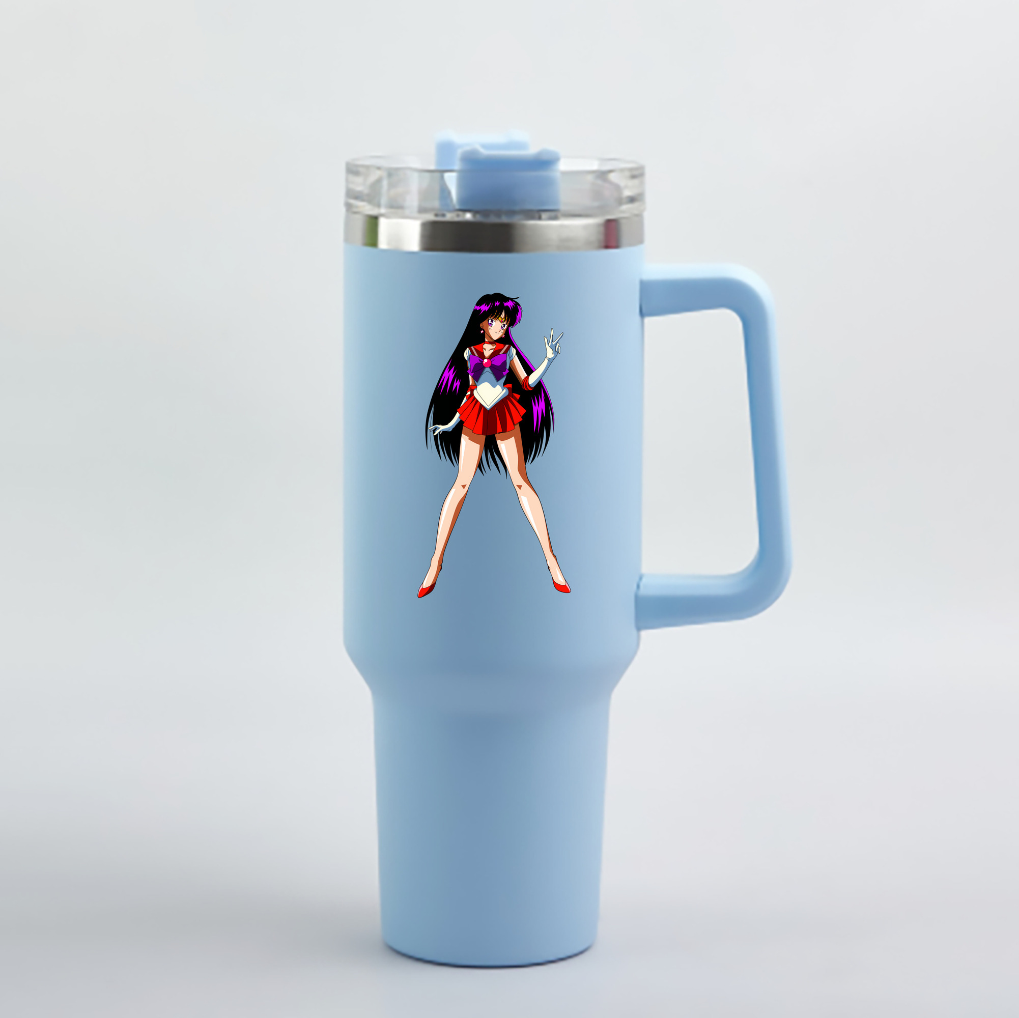（画像用） 美少女戦士セーラームーン 火野レイ ひの レイ Sailor Moon Hino Rei （セーラーマーズ,Sailor Mars） 1200mL車用タンブラー - クリスタルステッカー（プラスチックストロー付き）