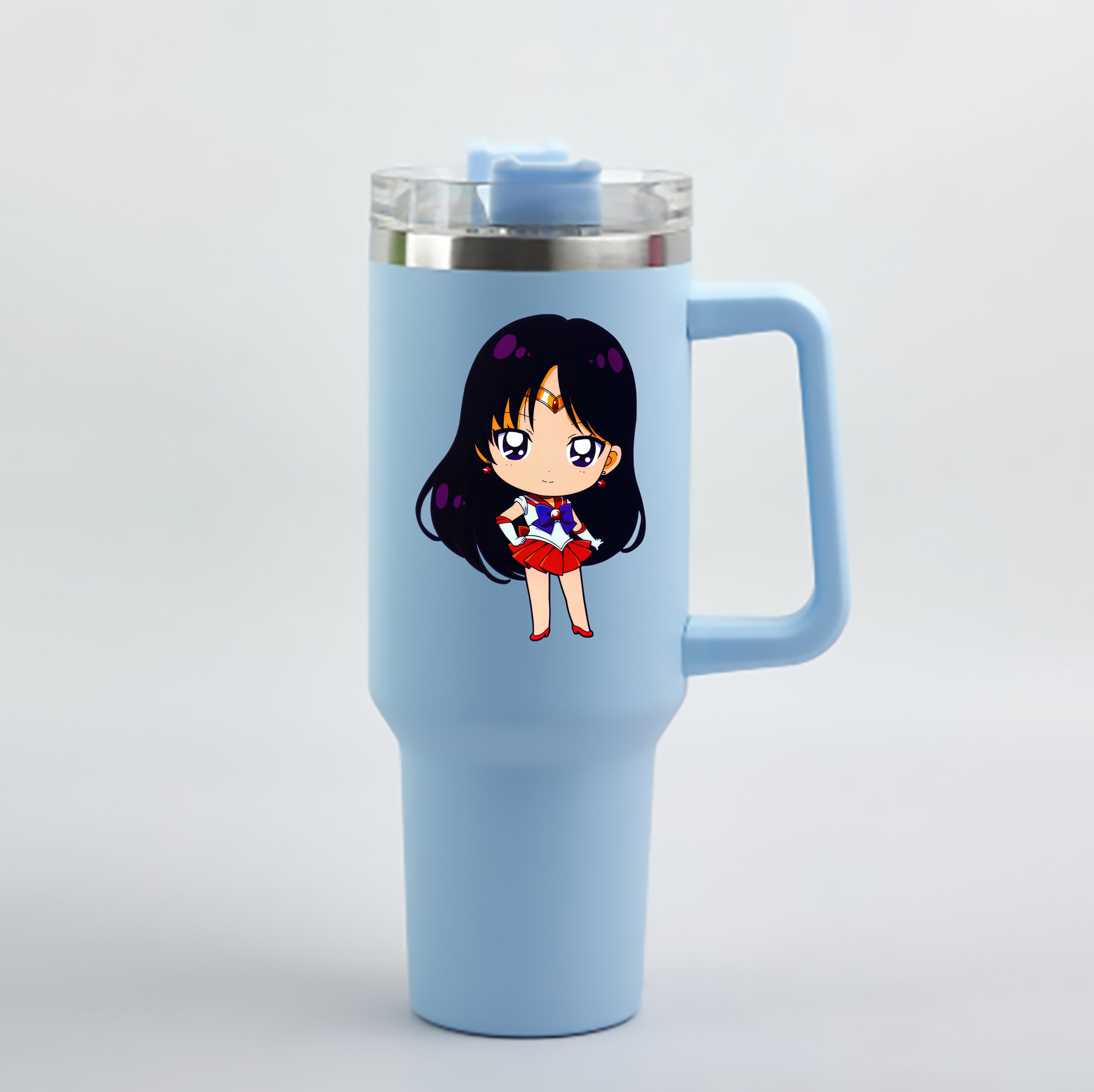 （画像用） 美少女戦士セーラームーン 火野レイ ひの レイ Sailor Moon Hino Rei （セーラーマーズ,Sailor Mars） 1200mL車用タンブラー - クリスタルステッカー（プラスチックストロー付き）