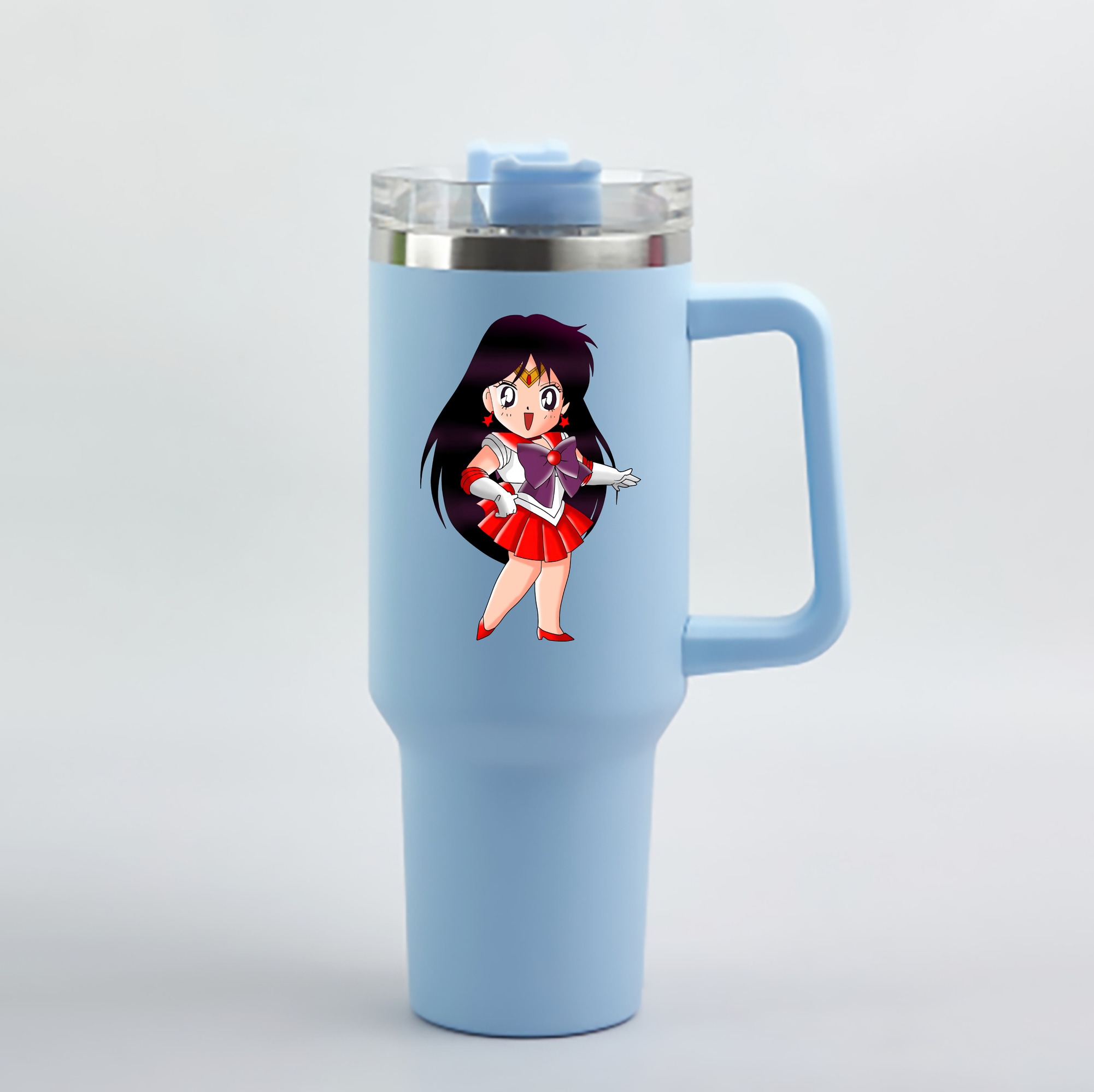 （画像用） 美少女戦士セーラームーン 火野レイ ひの レイ Sailor Moon Hino Rei （セーラーマーズ,Sailor Mars） 1200mL車用タンブラー - クリスタルステッカー（プラスチックストロー付き）
