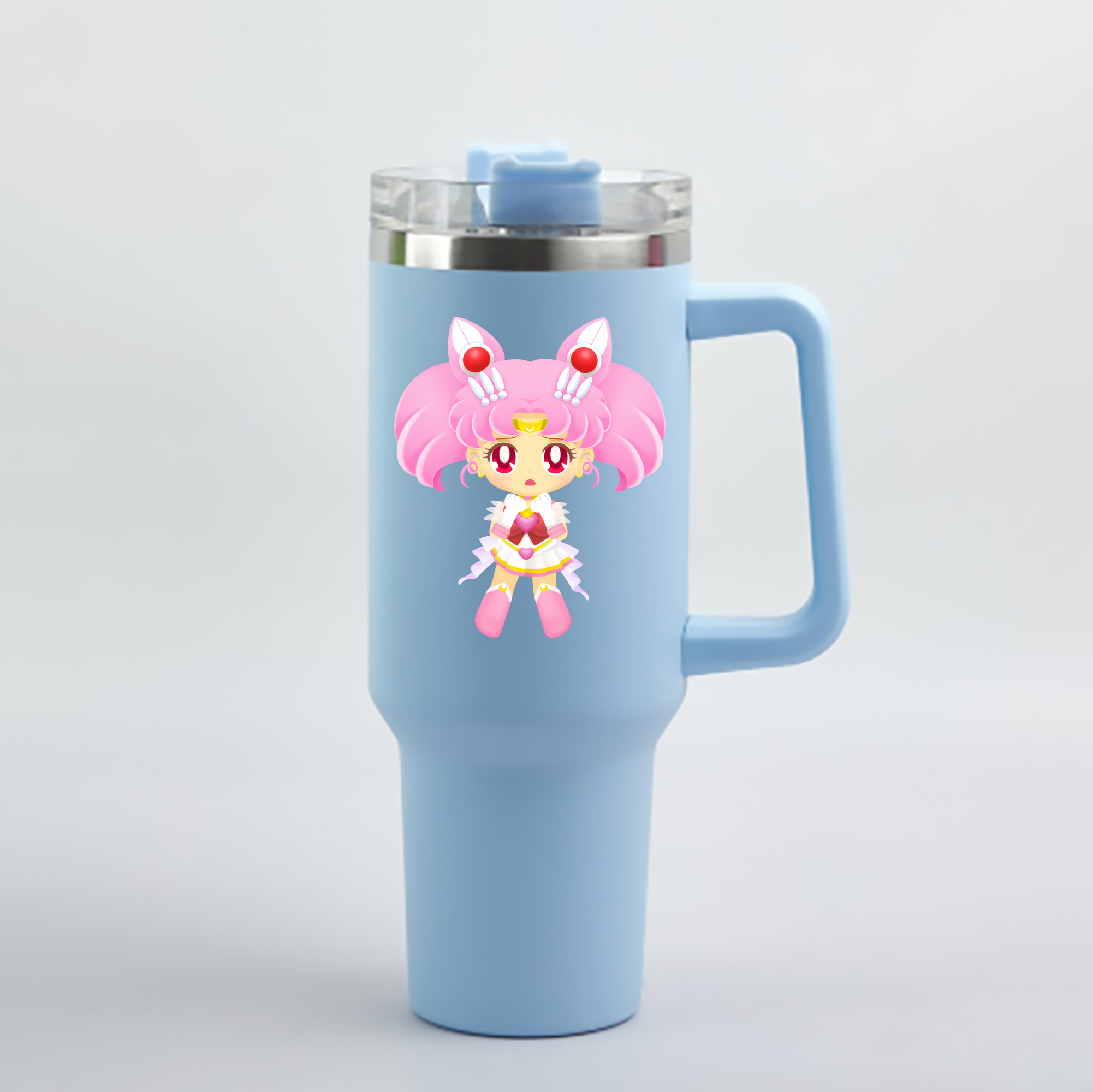 （画像用） 美少女戦士セーラームーン ちびうさ Sailor Moon Chibiusa Tsukino Usagi Small Lady Serenity 1200mL車用タンブラー - クリスタルステッカー（プラスチックストロー付き）